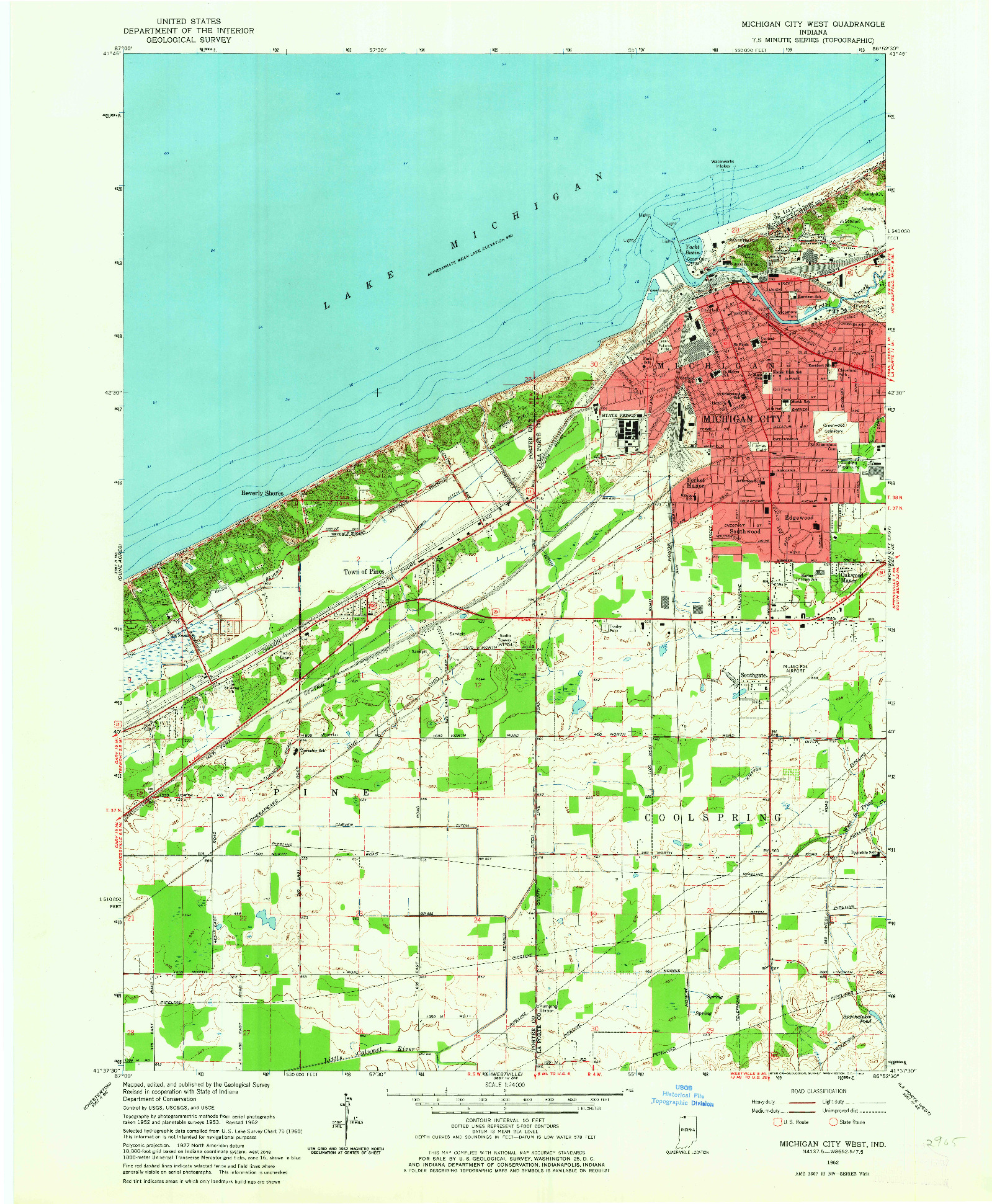 USGS 1:24000-SCALE QUADRANGLE FOR MICHIGAN CITY WEST, IN 1962