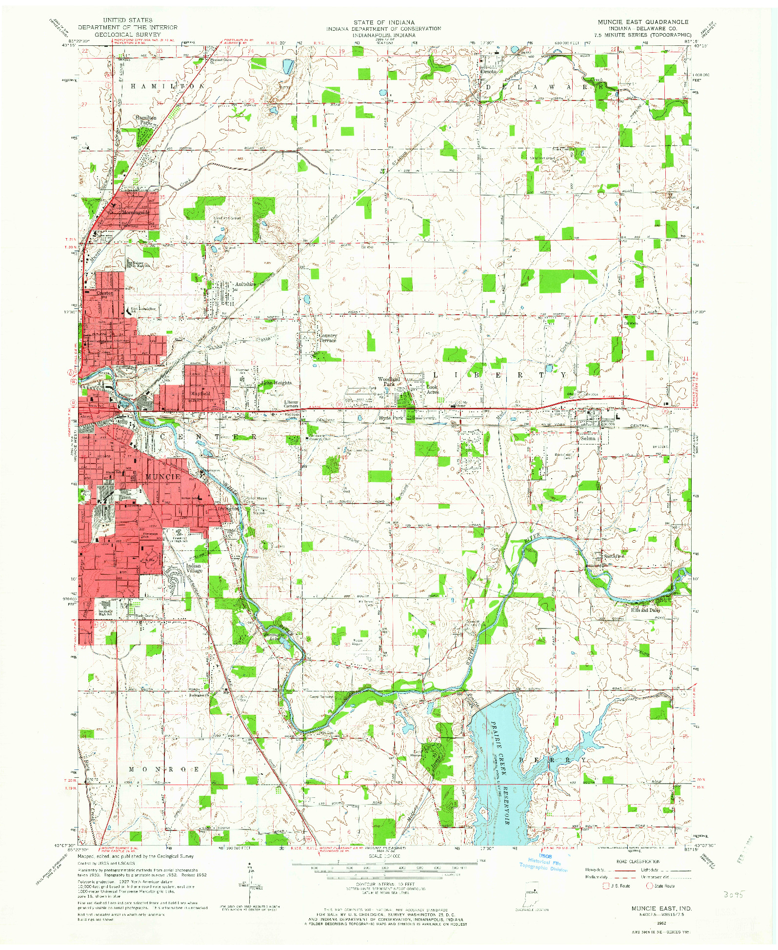 USGS 1:24000-SCALE QUADRANGLE FOR MUNCIE EAST, IN 1962