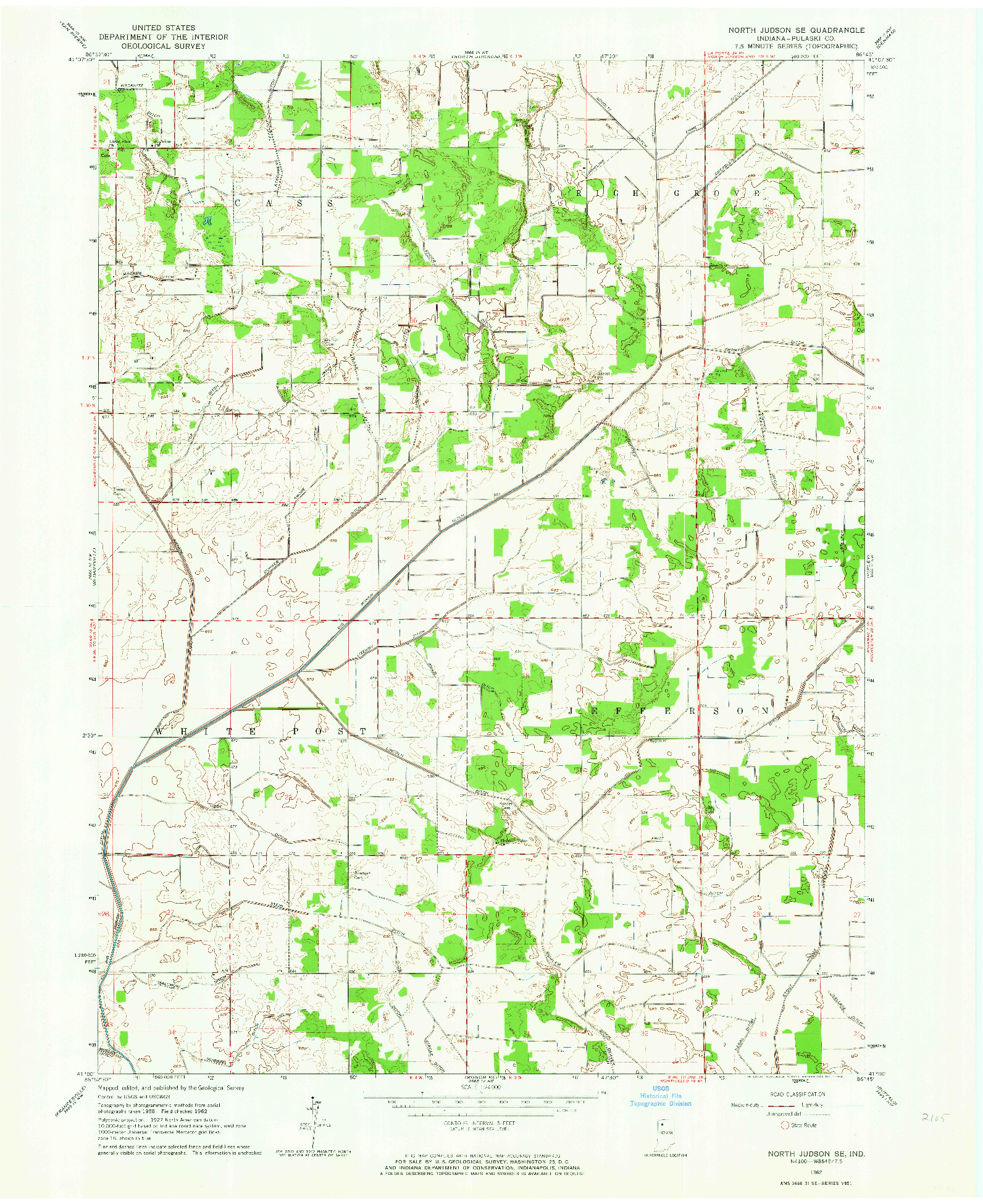 USGS 1:24000-SCALE QUADRANGLE FOR NORTH JUDSON SE, IN 1962