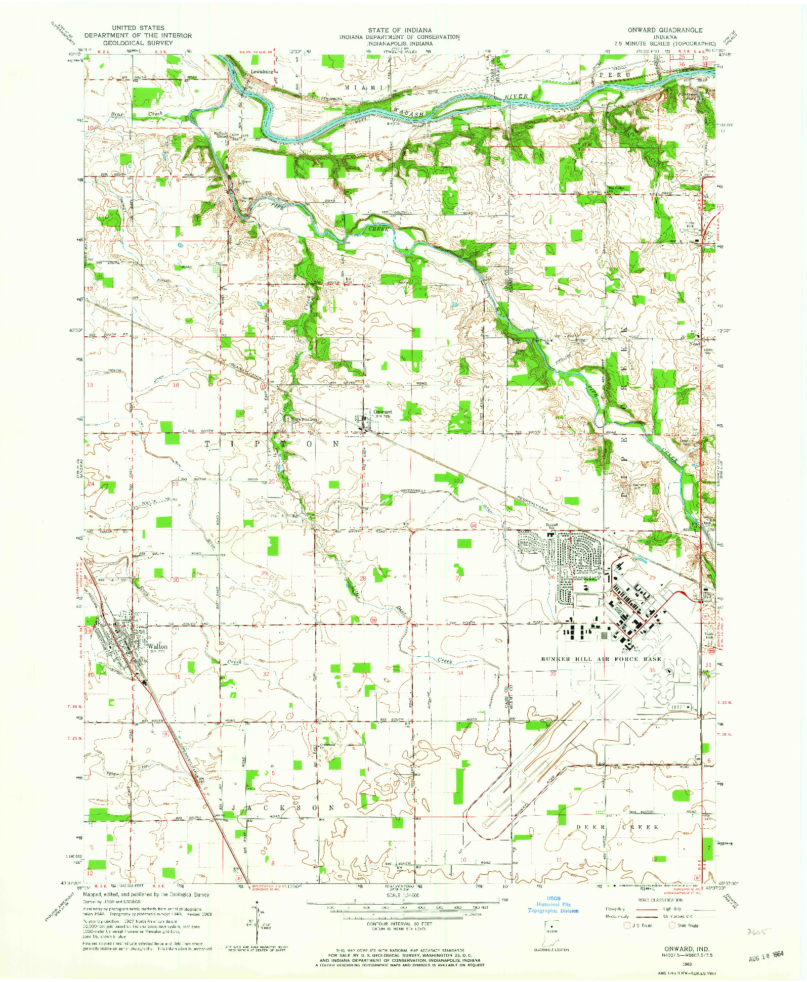 USGS 1:24000-SCALE QUADRANGLE FOR ONWARD, IN 1963