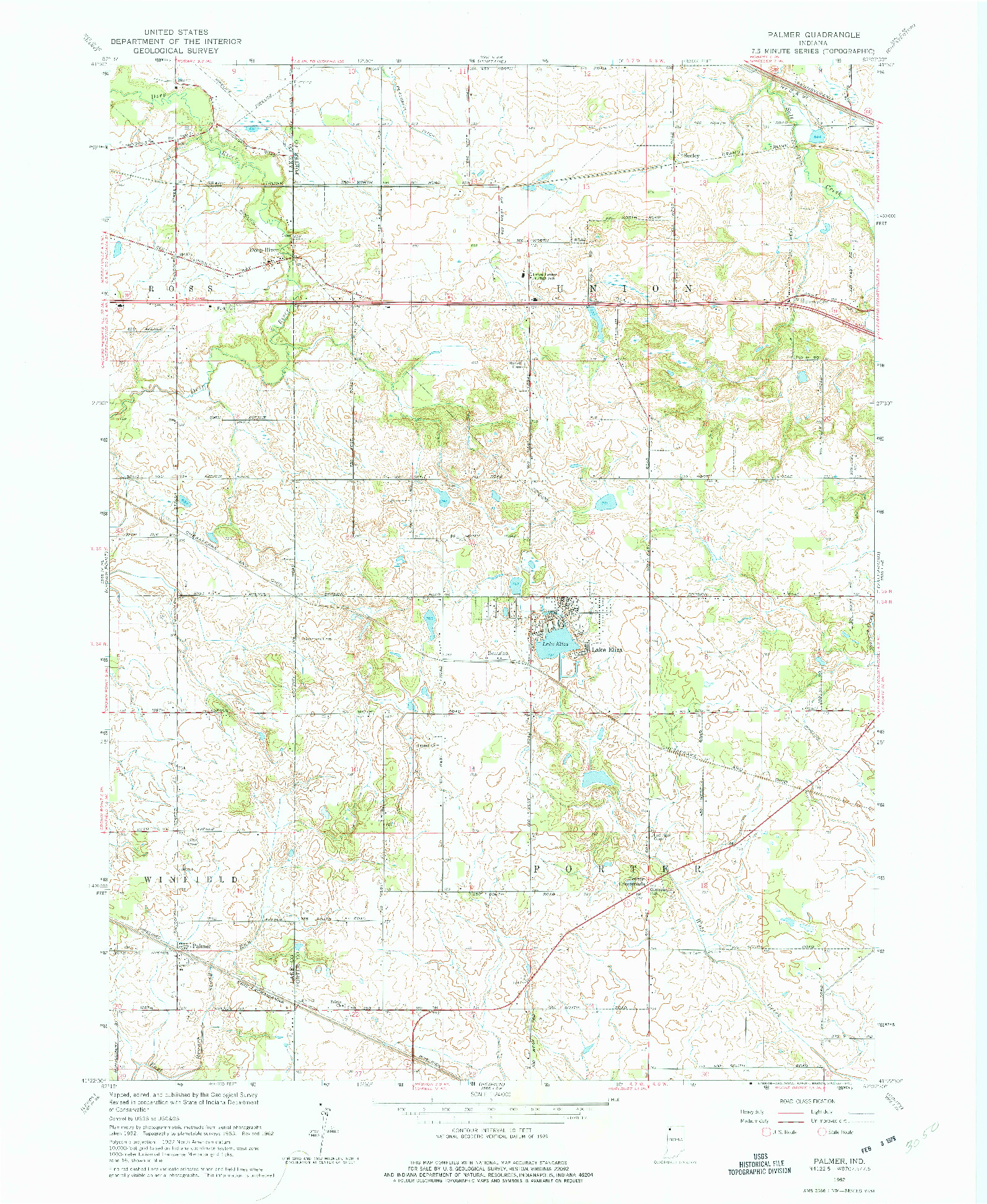 USGS 1:24000-SCALE QUADRANGLE FOR PALMER, IN 1962