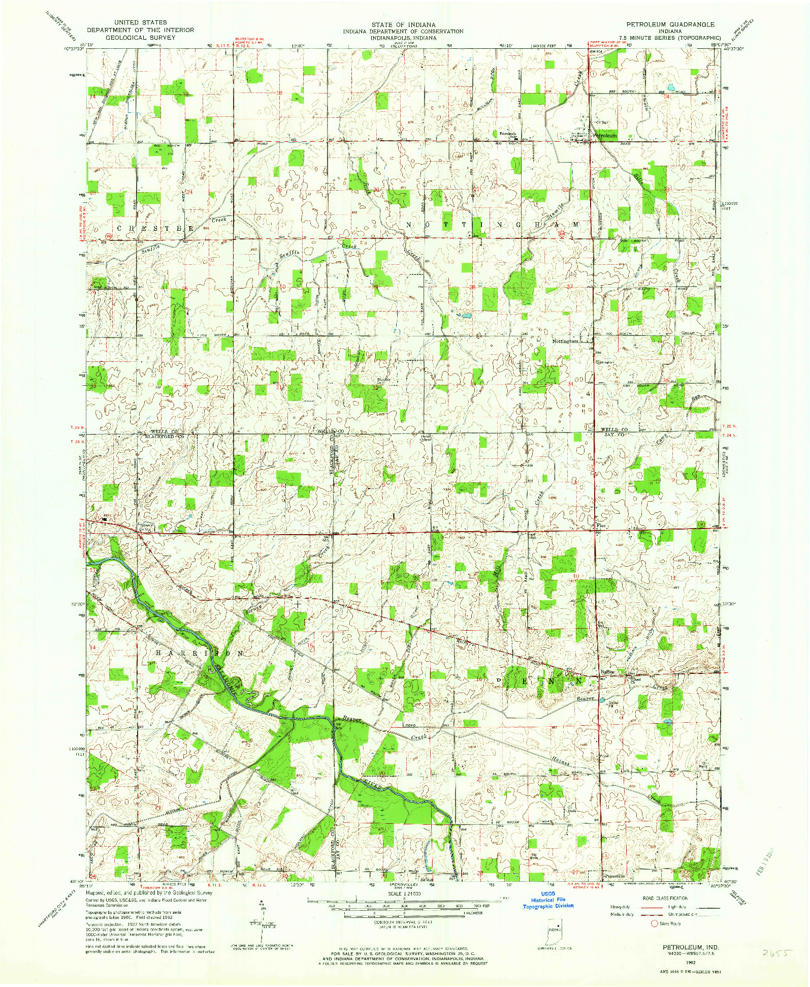 USGS 1:24000-SCALE QUADRANGLE FOR PETROLEUM, IN 1962