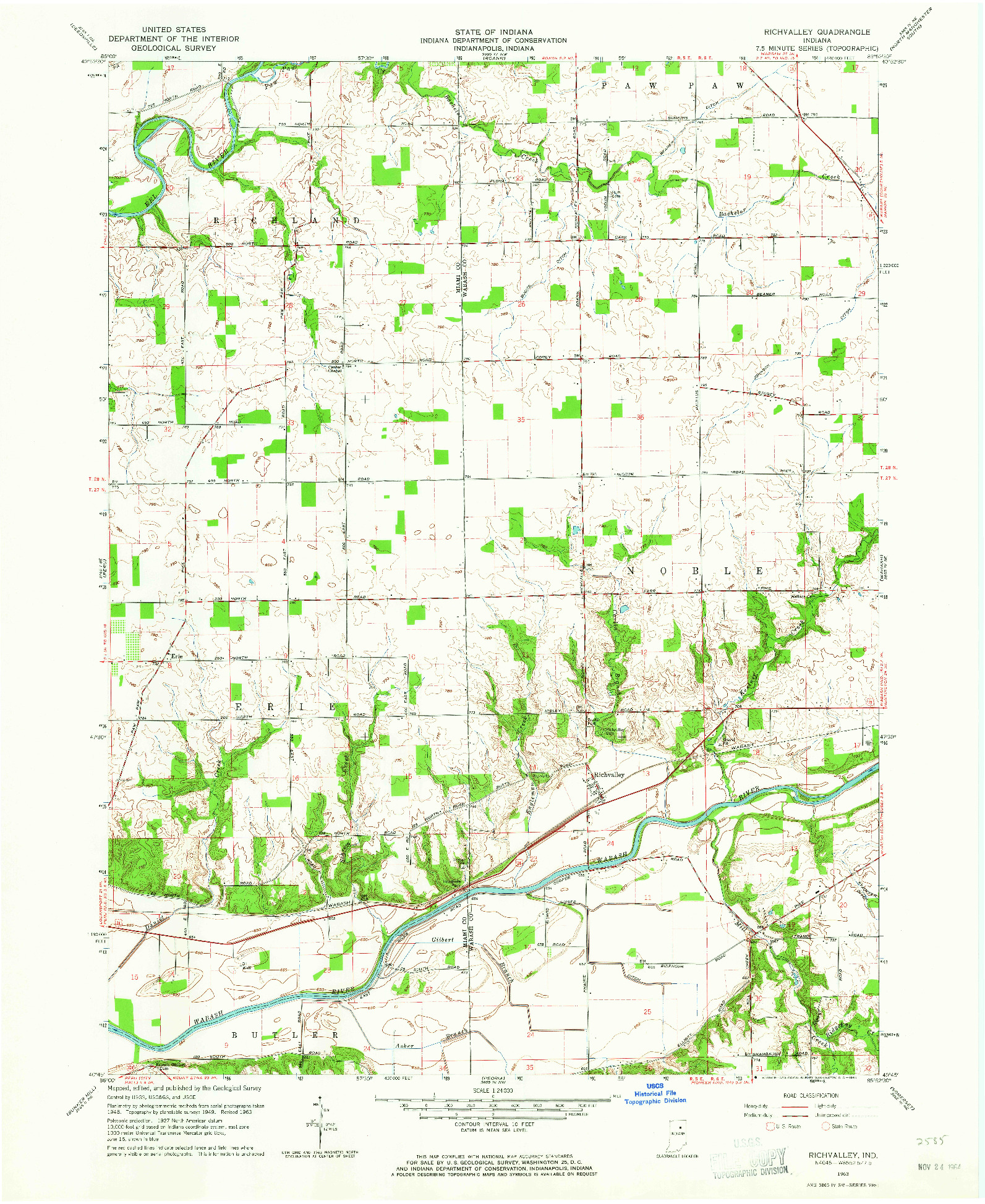 USGS 1:24000-SCALE QUADRANGLE FOR RICHVALLEY, IN 1963