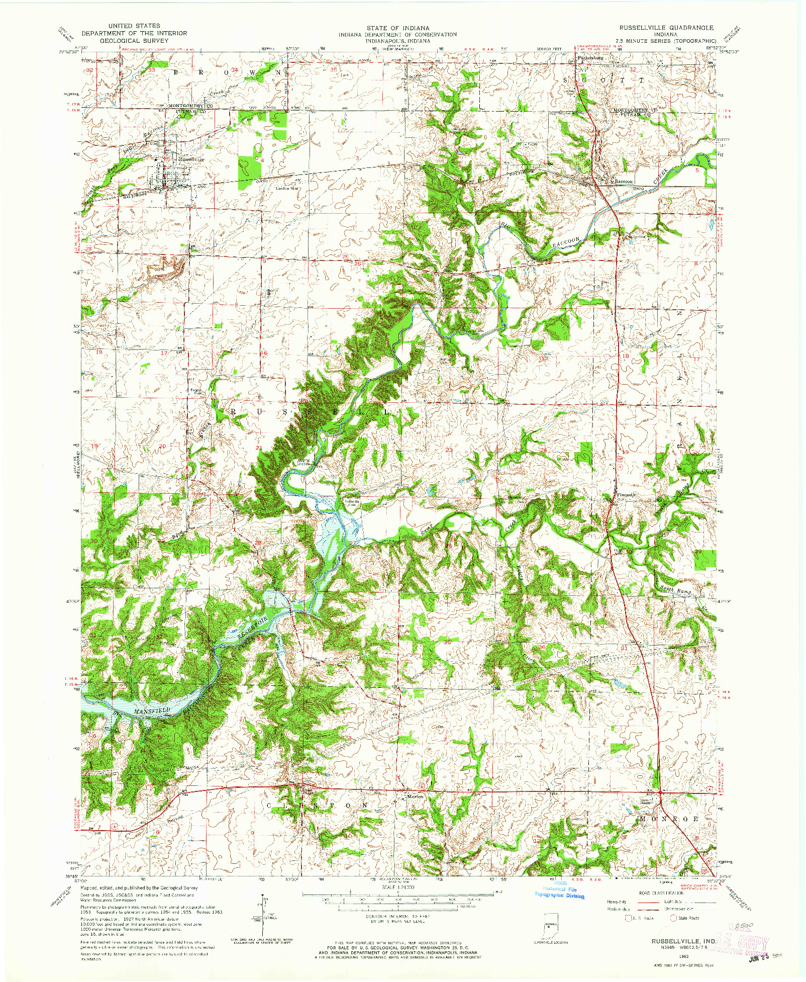 USGS 1:24000-SCALE QUADRANGLE FOR RUSSELLVILLE, IN 1963