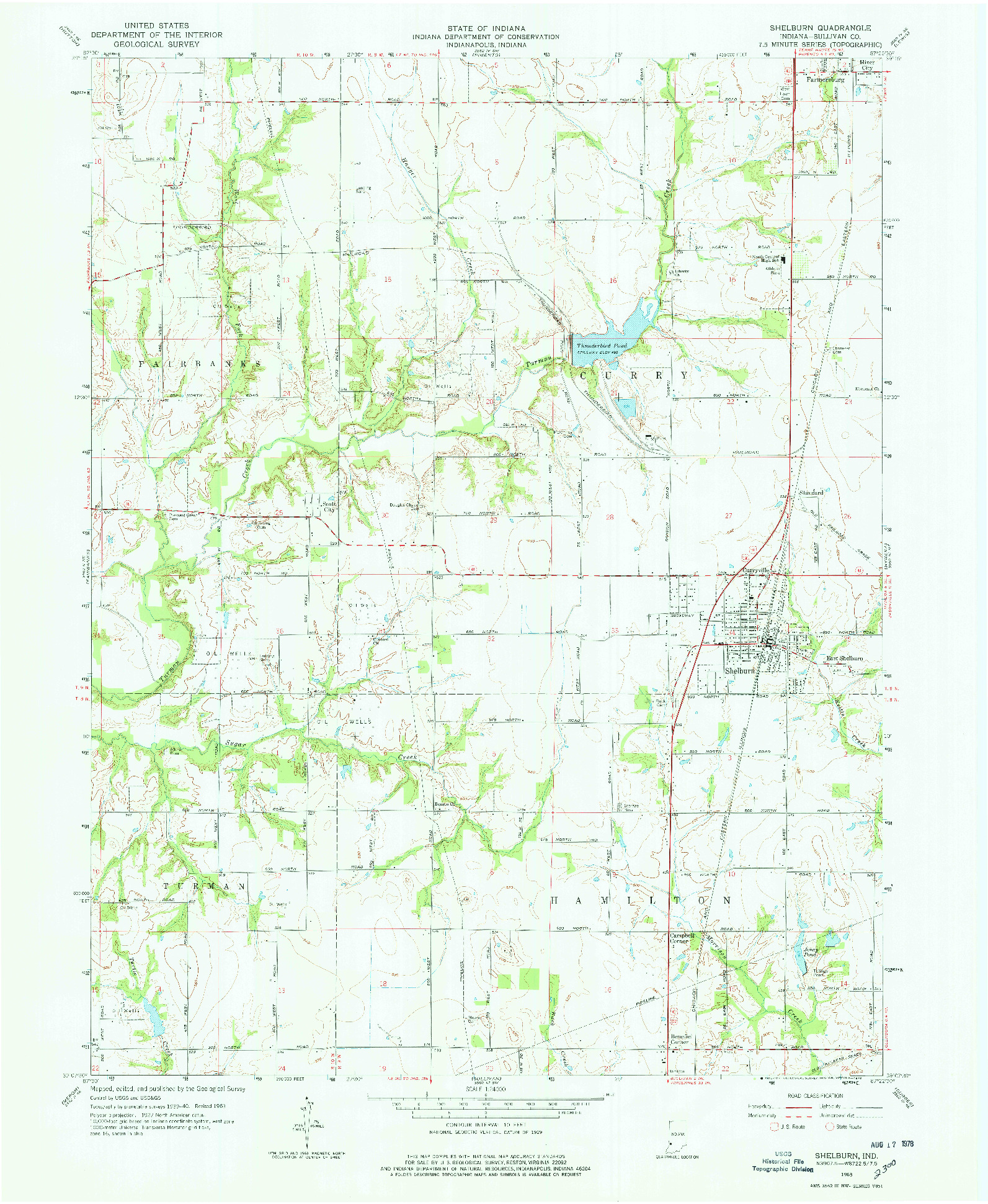 USGS 1:24000-SCALE QUADRANGLE FOR SHELBURN, IN 1963