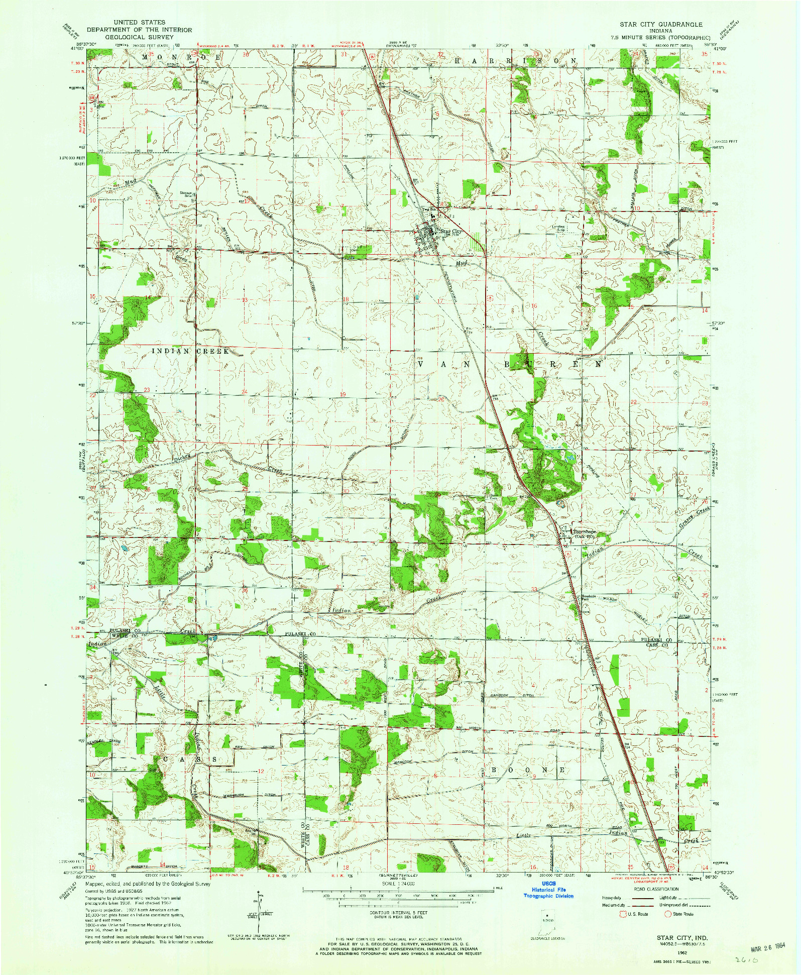 USGS 1:24000-SCALE QUADRANGLE FOR STAR CITY, IN 1962