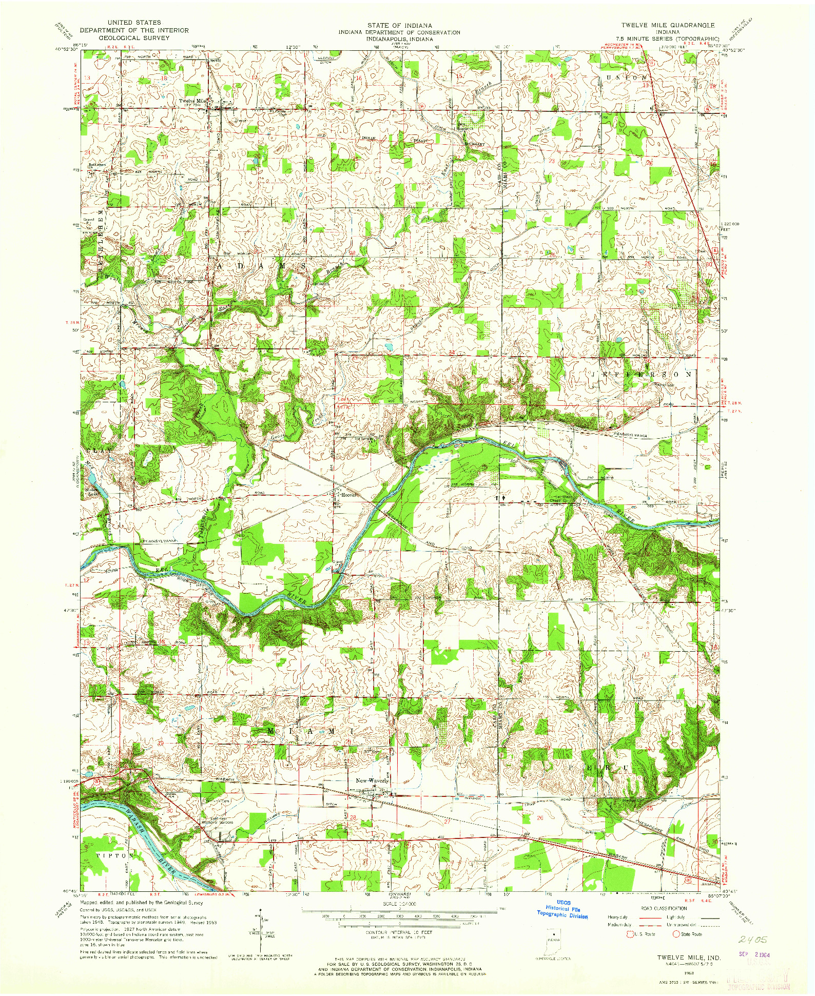 USGS 1:24000-SCALE QUADRANGLE FOR TWELVE MILE, IN 1963