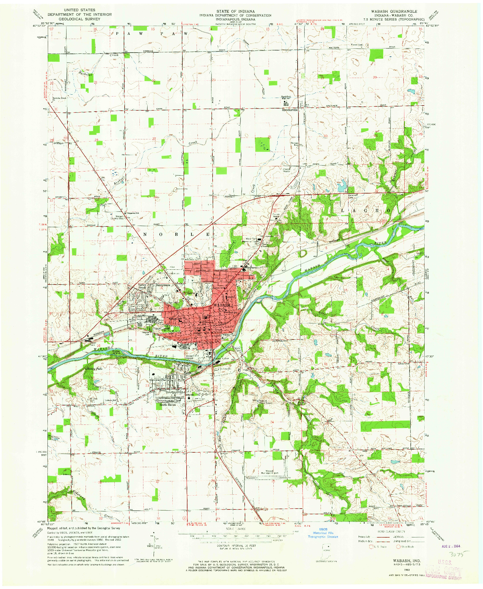 USGS 1:24000-SCALE QUADRANGLE FOR WABASH, IN 1963