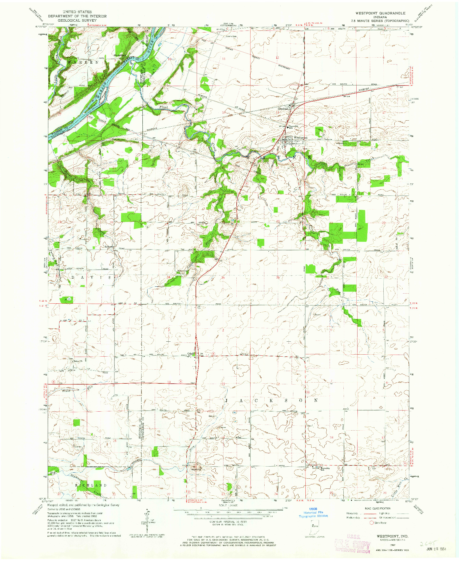 USGS 1:24000-SCALE QUADRANGLE FOR WESTPOINT, IN 1962