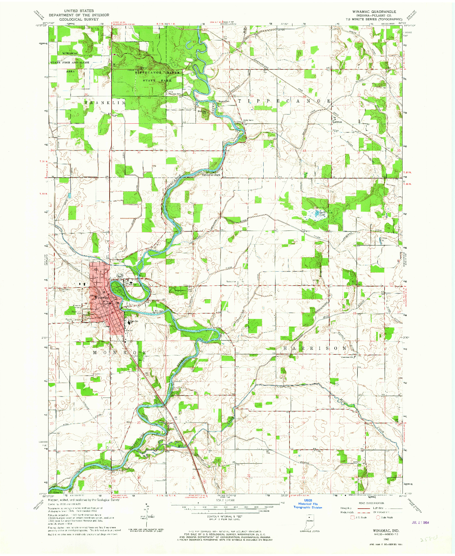 USGS 1:24000-SCALE QUADRANGLE FOR WINAMAC, IN 1962