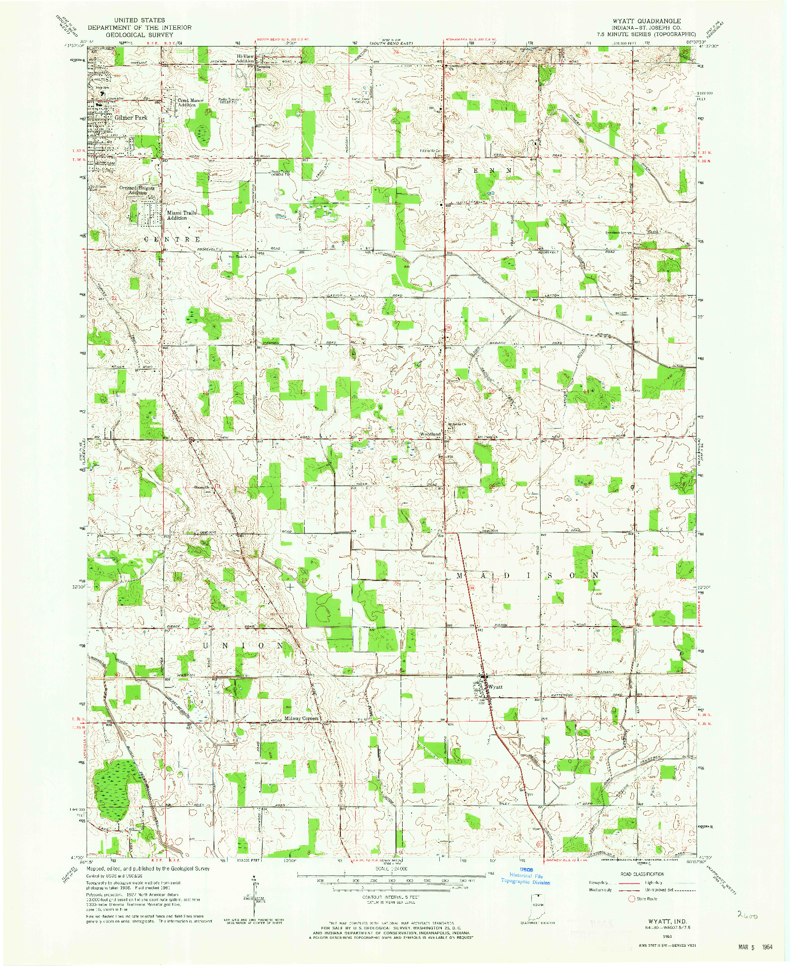 USGS 1:24000-SCALE QUADRANGLE FOR WYATT, IN 1961