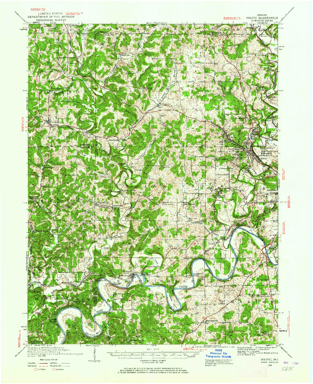 USGS 1:62500-SCALE QUADRANGLE FOR OOLITIC, IN 1935