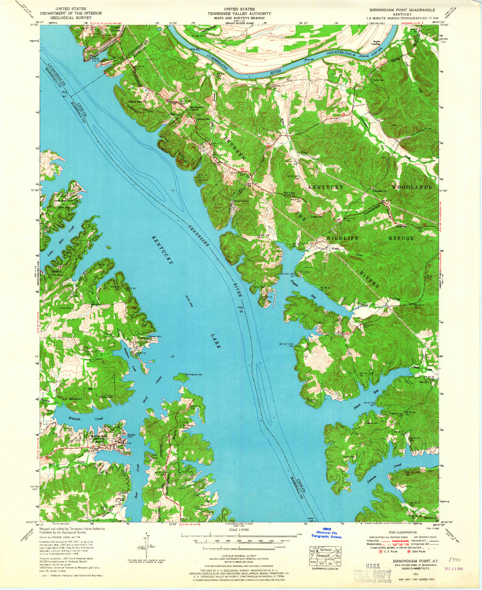 USGS 1:24000-SCALE QUADRANGLE FOR BIRMINGHAM POINT, KY 1955