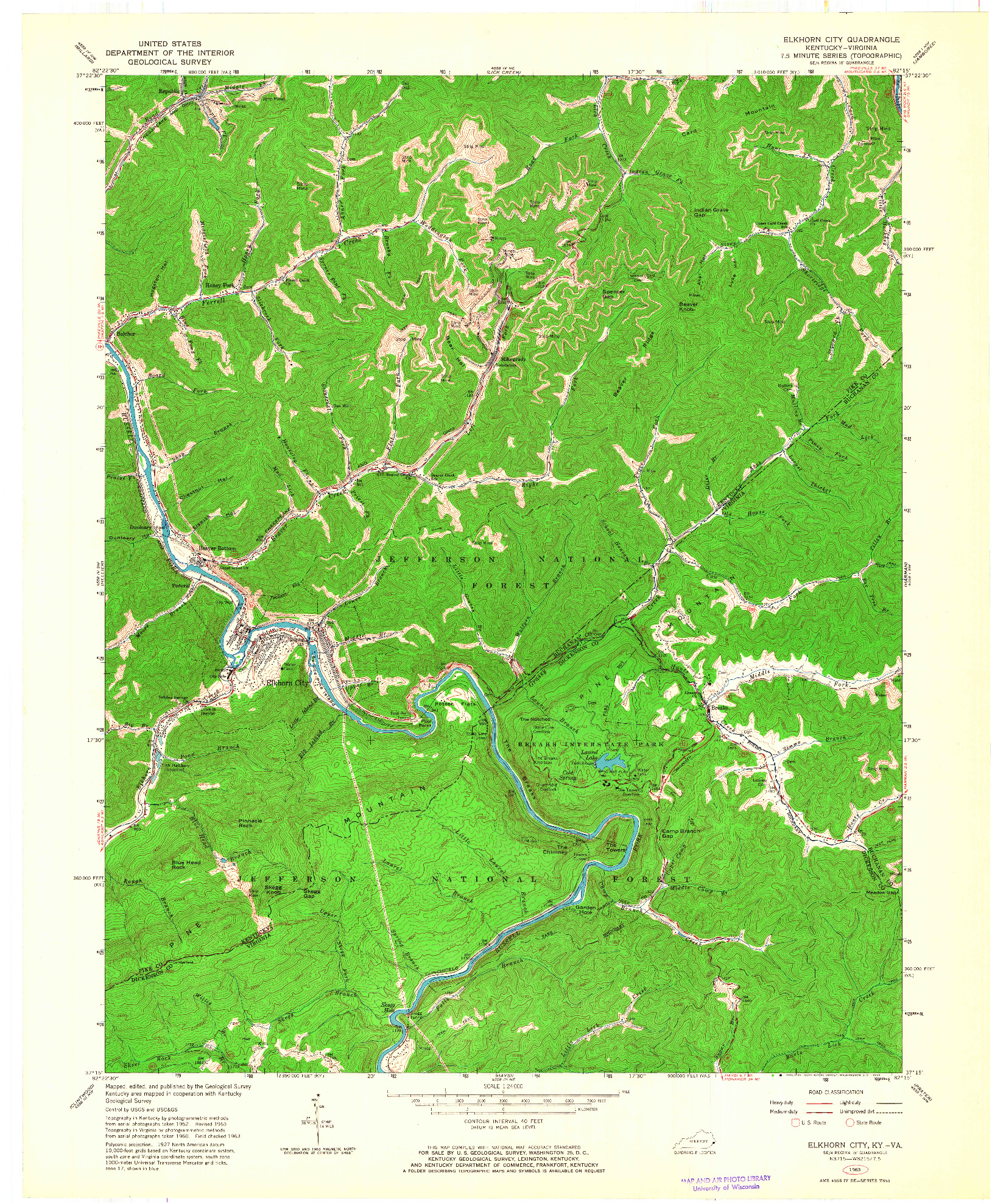 USGS 1:24000-SCALE QUADRANGLE FOR ELKHORN CITY, KY 1963