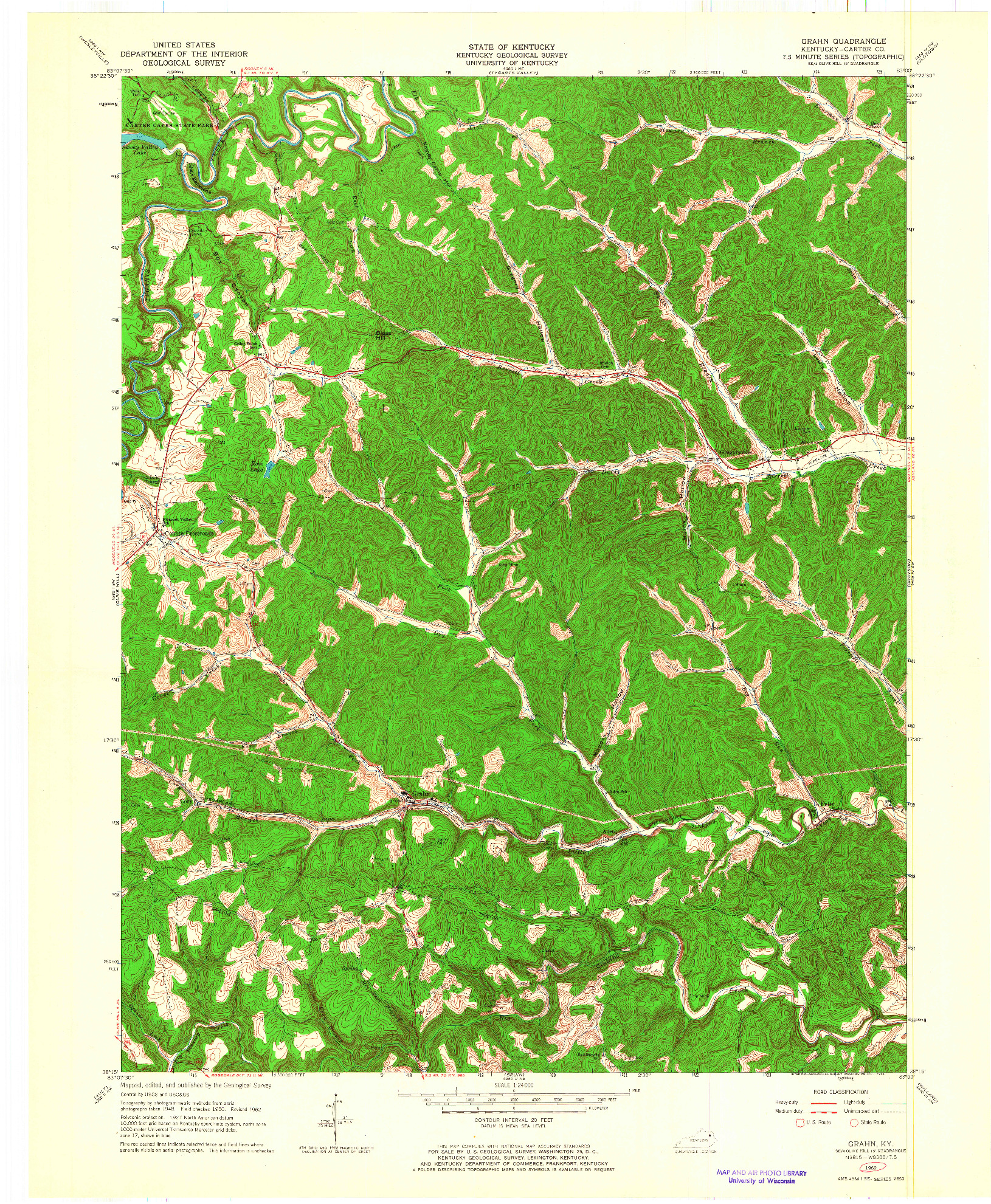 USGS 1:24000-SCALE QUADRANGLE FOR GRAHN, KY 1962