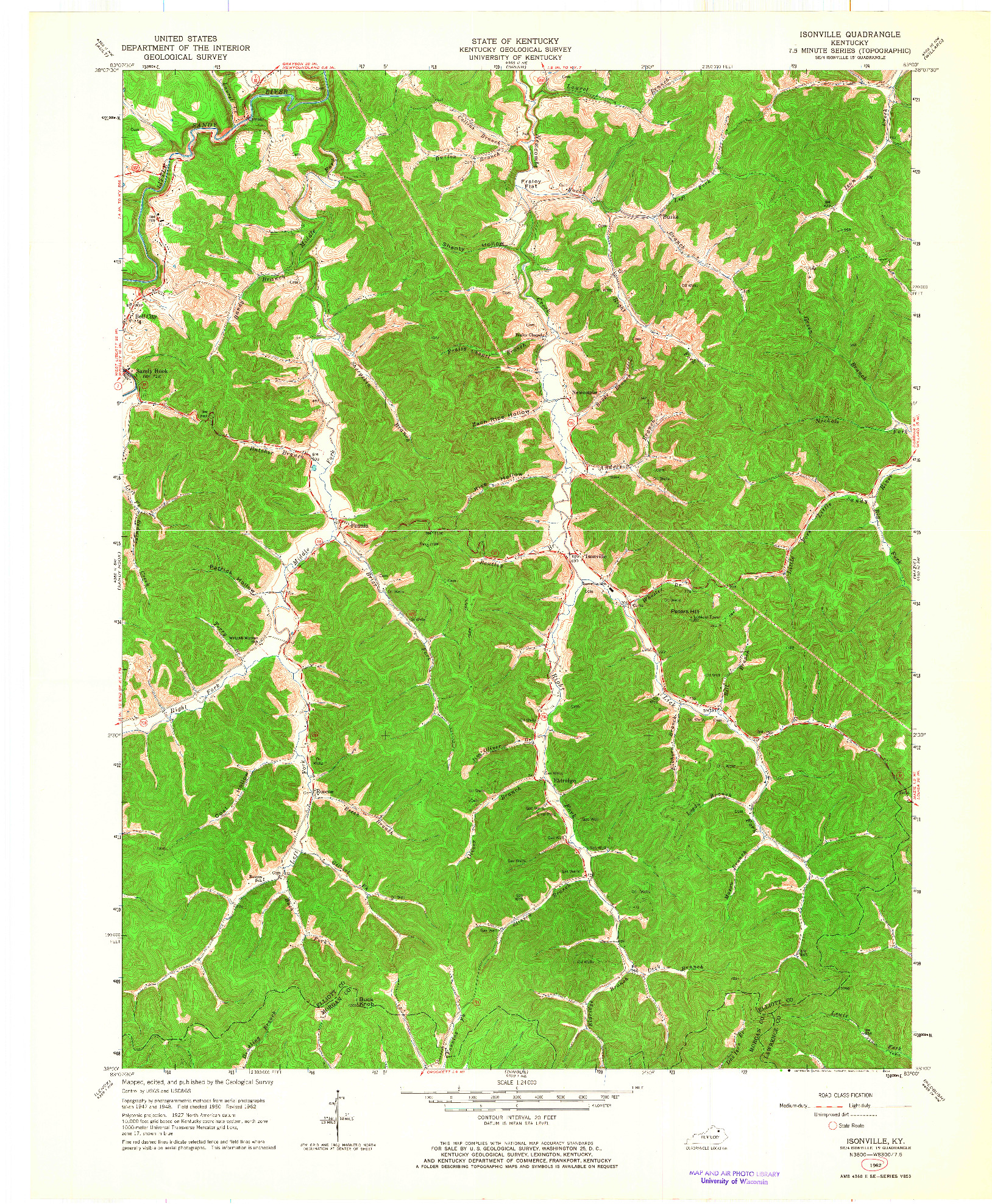 USGS 1:24000-SCALE QUADRANGLE FOR ISONVILLE, KY 1962