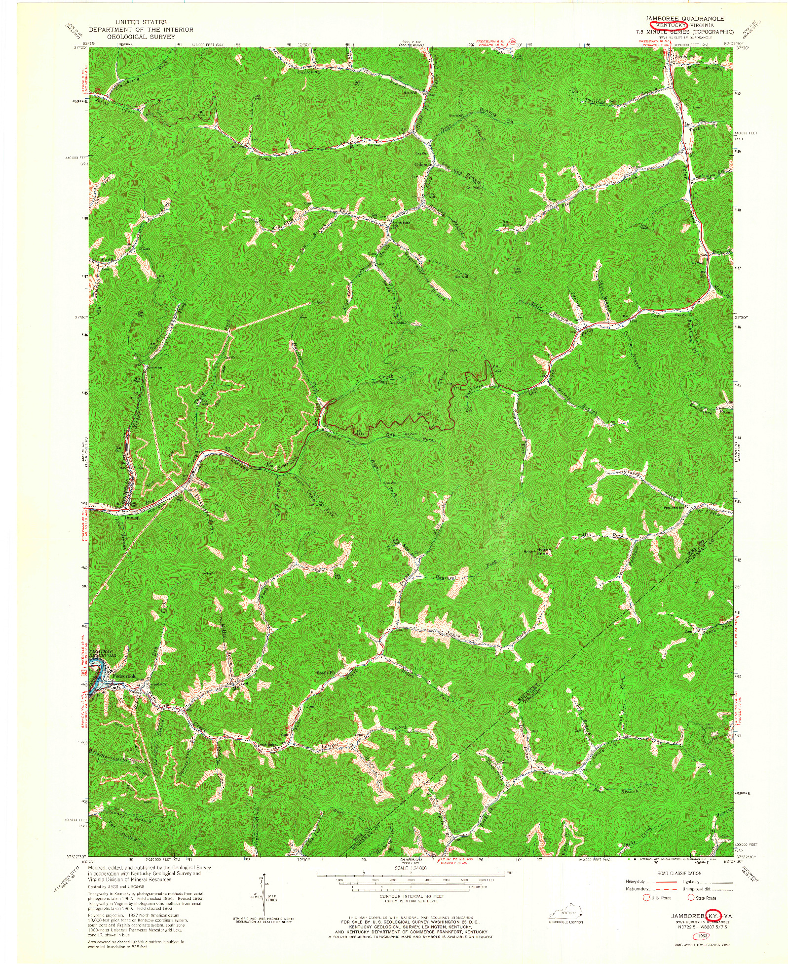 USGS 1:24000-SCALE QUADRANGLE FOR JAMBOREE, KY 1963
