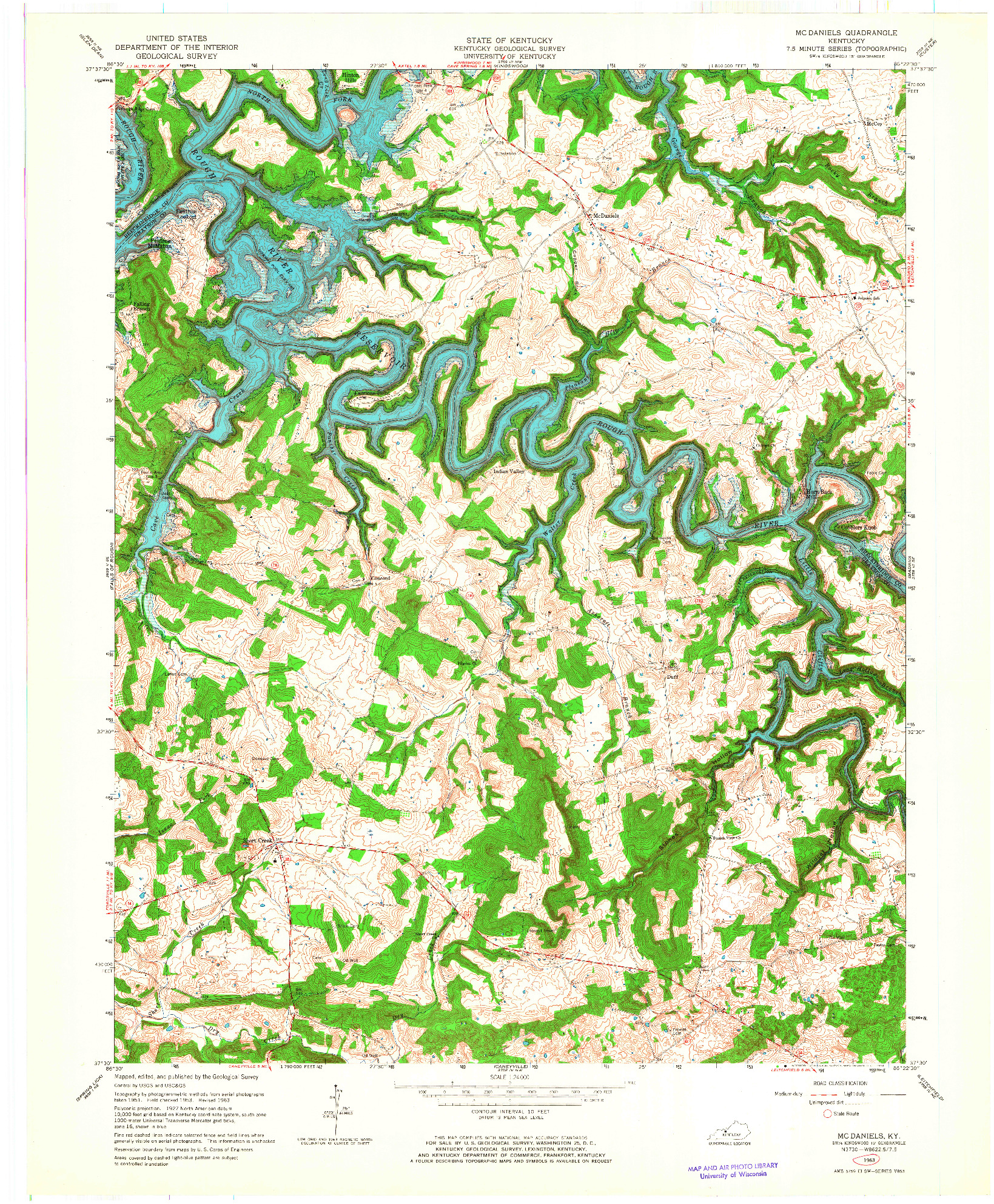 USGS 1:24000-SCALE QUADRANGLE FOR MC DANIELS, KY 1963