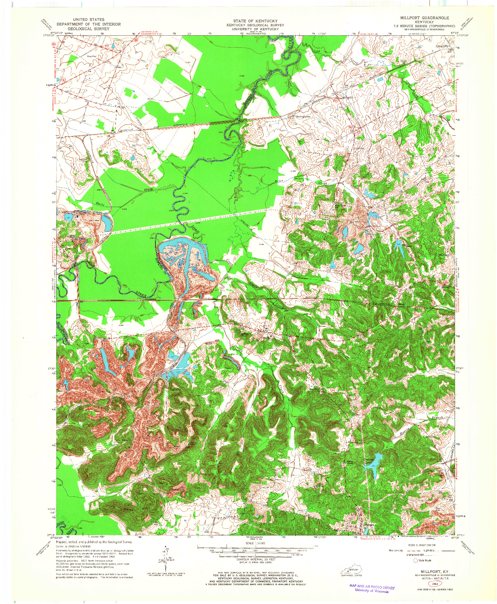 USGS 1:24000-SCALE QUADRANGLE FOR MILLPORT, KY 1963