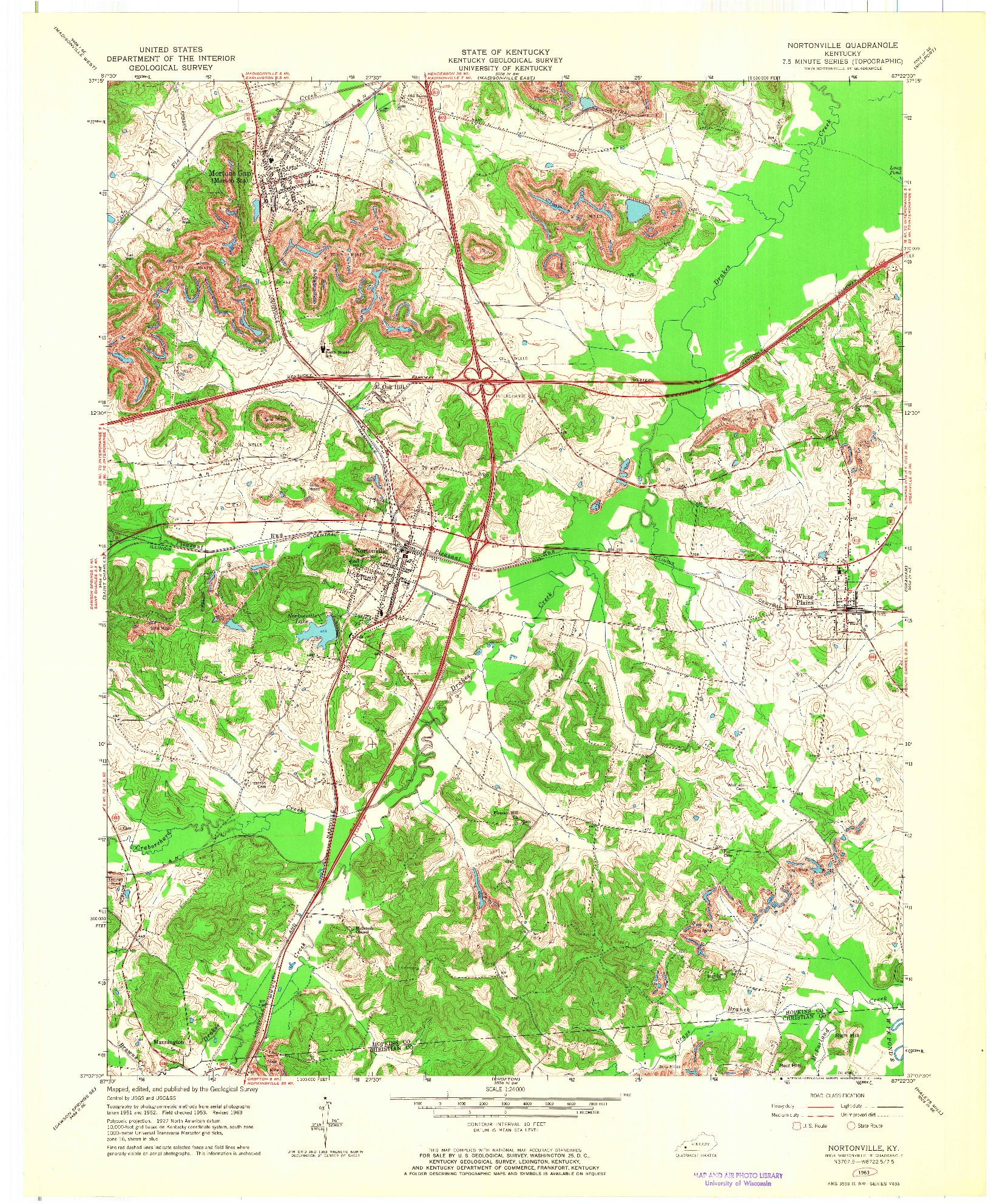 USGS 1:24000-SCALE QUADRANGLE FOR NORTONVILLE, KY 1963
