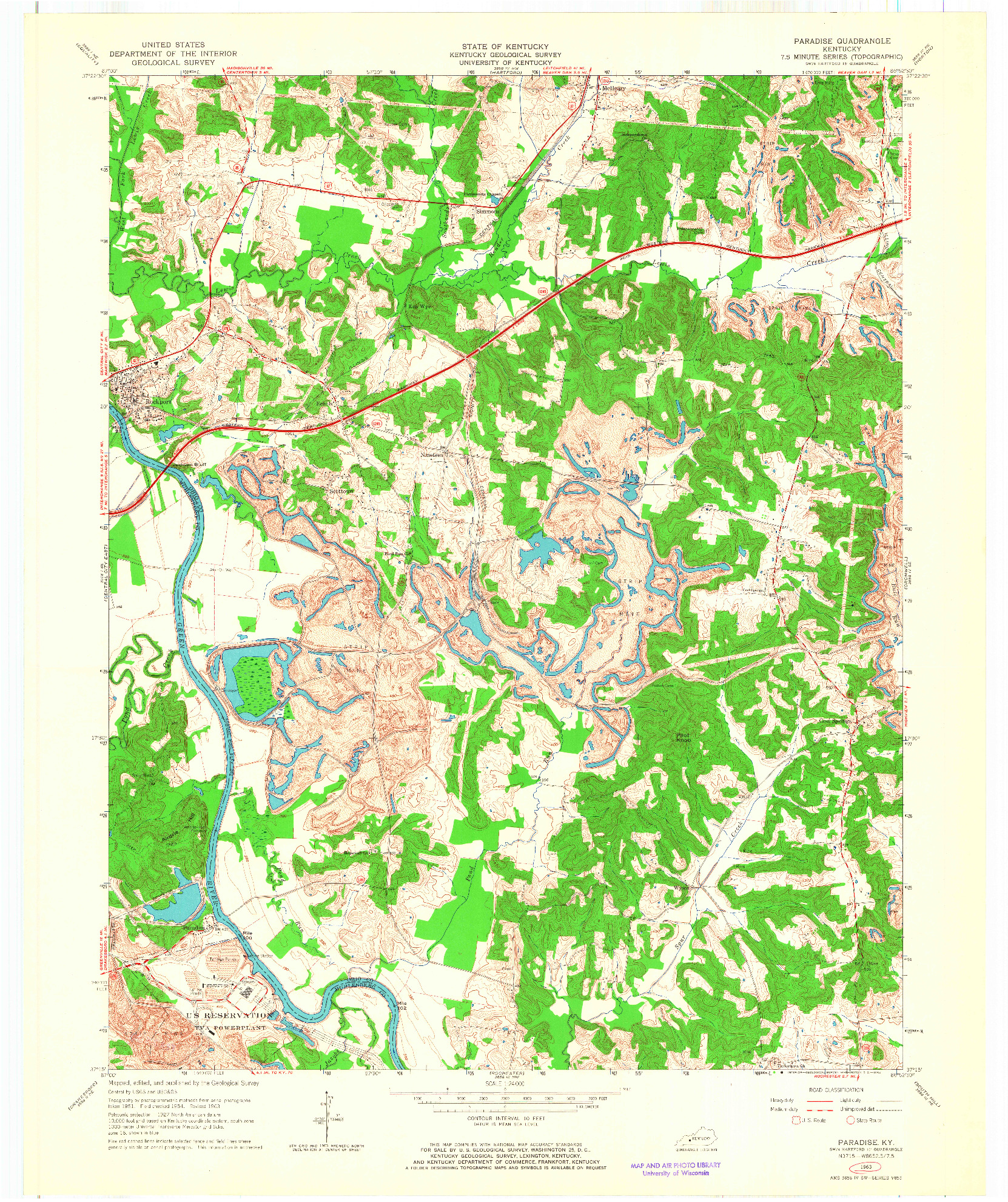 USGS 1:24000-SCALE QUADRANGLE FOR PARADISE, KY 1963