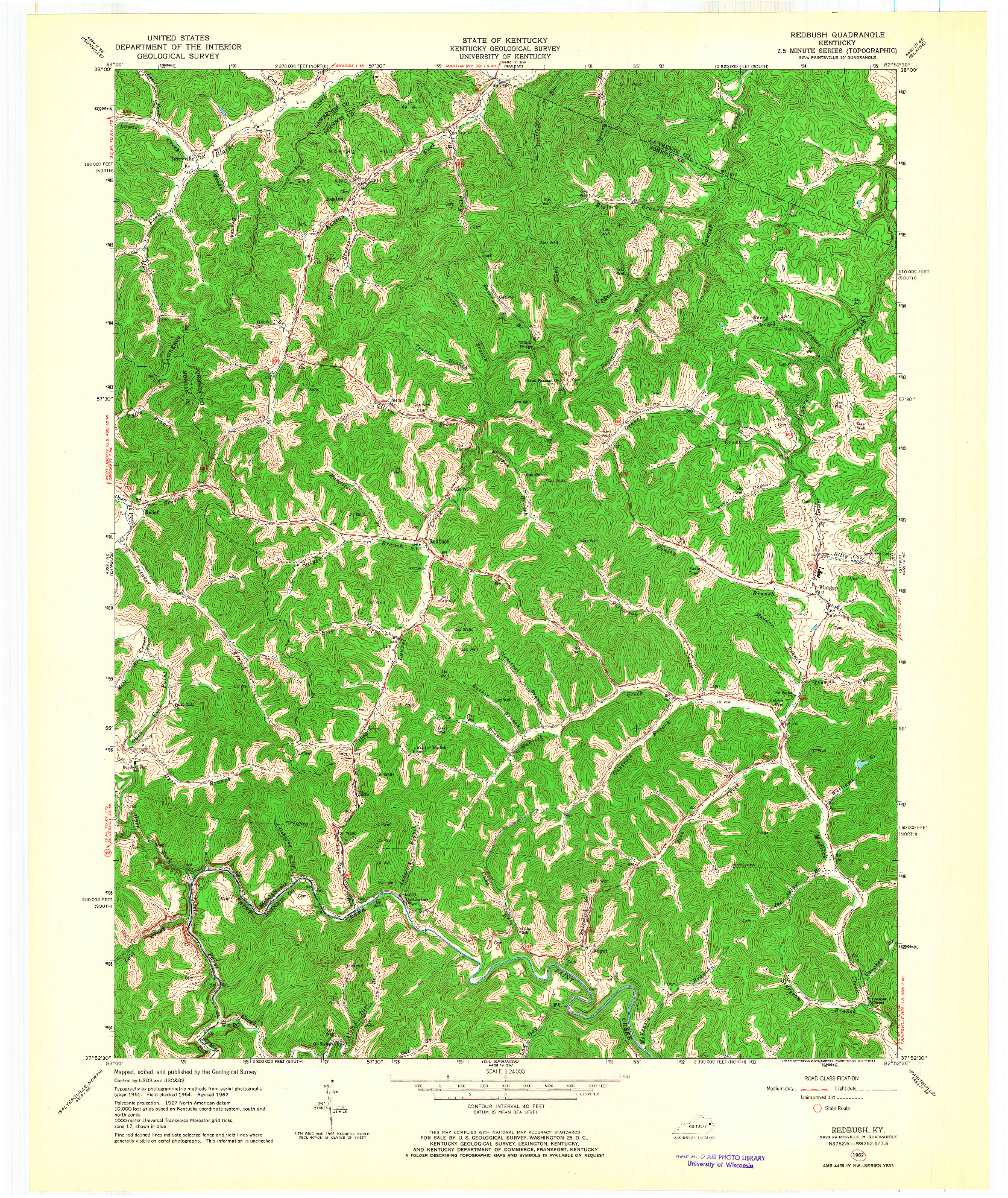 USGS 1:24000-SCALE QUADRANGLE FOR REDBUSH, KY 1962