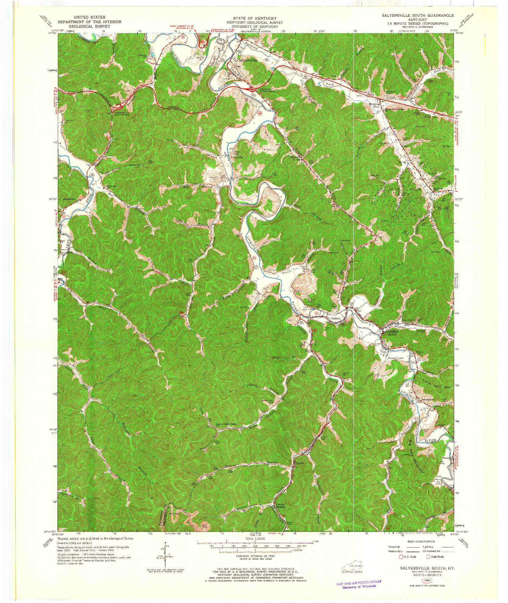 USGS 1:24000-SCALE QUADRANGLE FOR SALYERSVILLE SOUTH, KY 1962