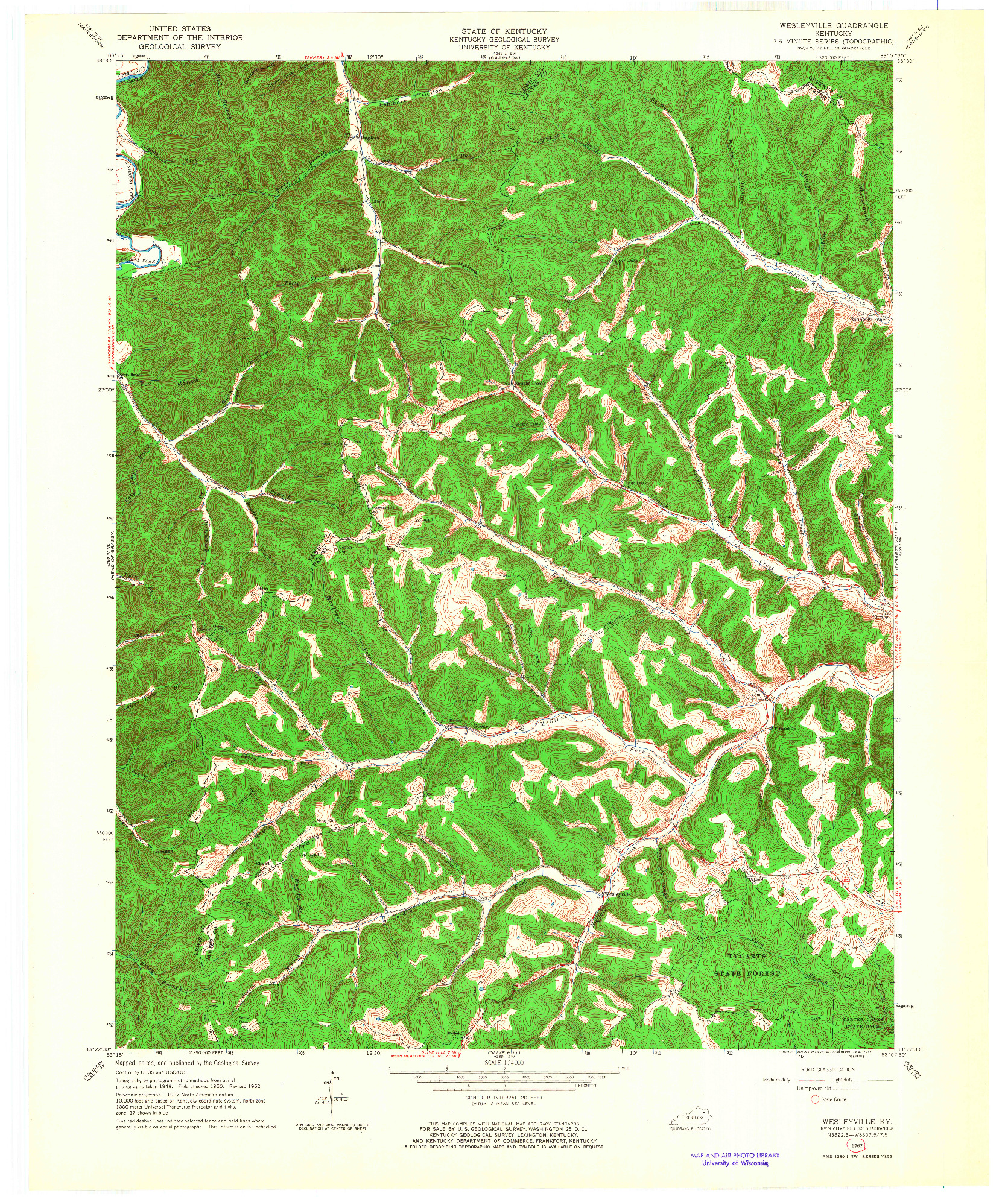 USGS 1:24000-SCALE QUADRANGLE FOR WESLEYVILLE, KY 1962