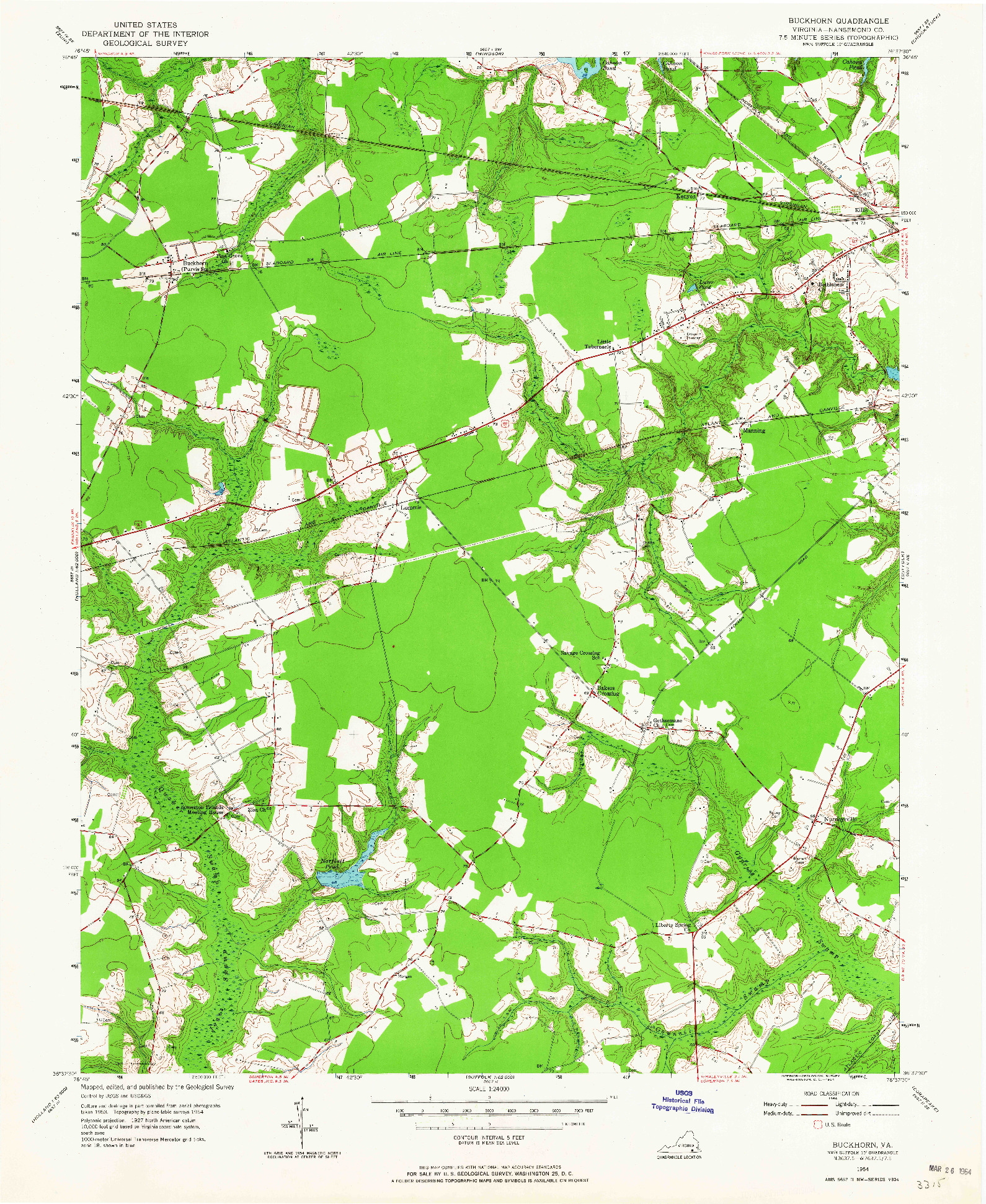 USGS 1:24000-SCALE QUADRANGLE FOR BUCKHORN, VA 1954