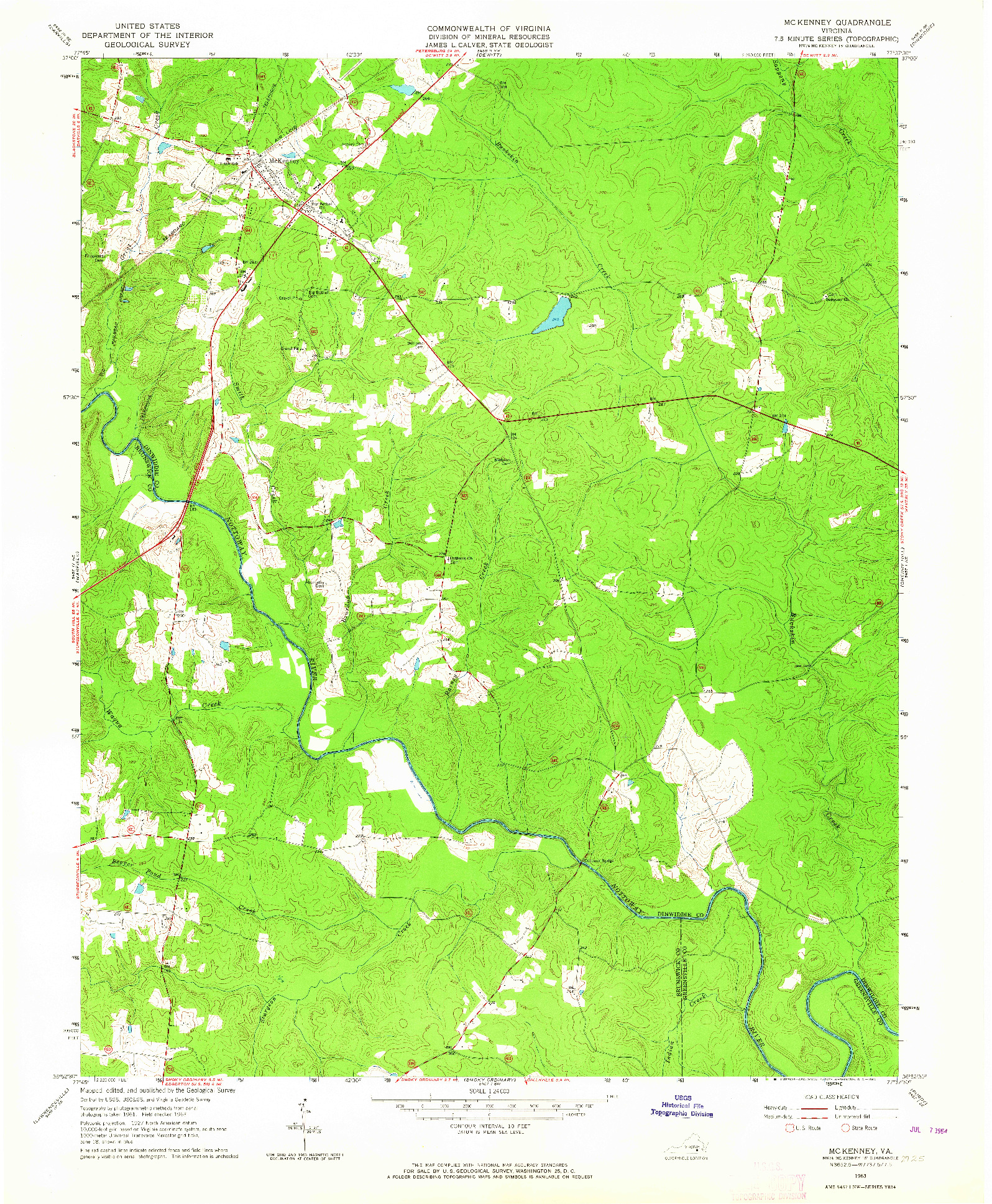 USGS 1:24000-SCALE QUADRANGLE FOR MC KENNEY, VA 1963