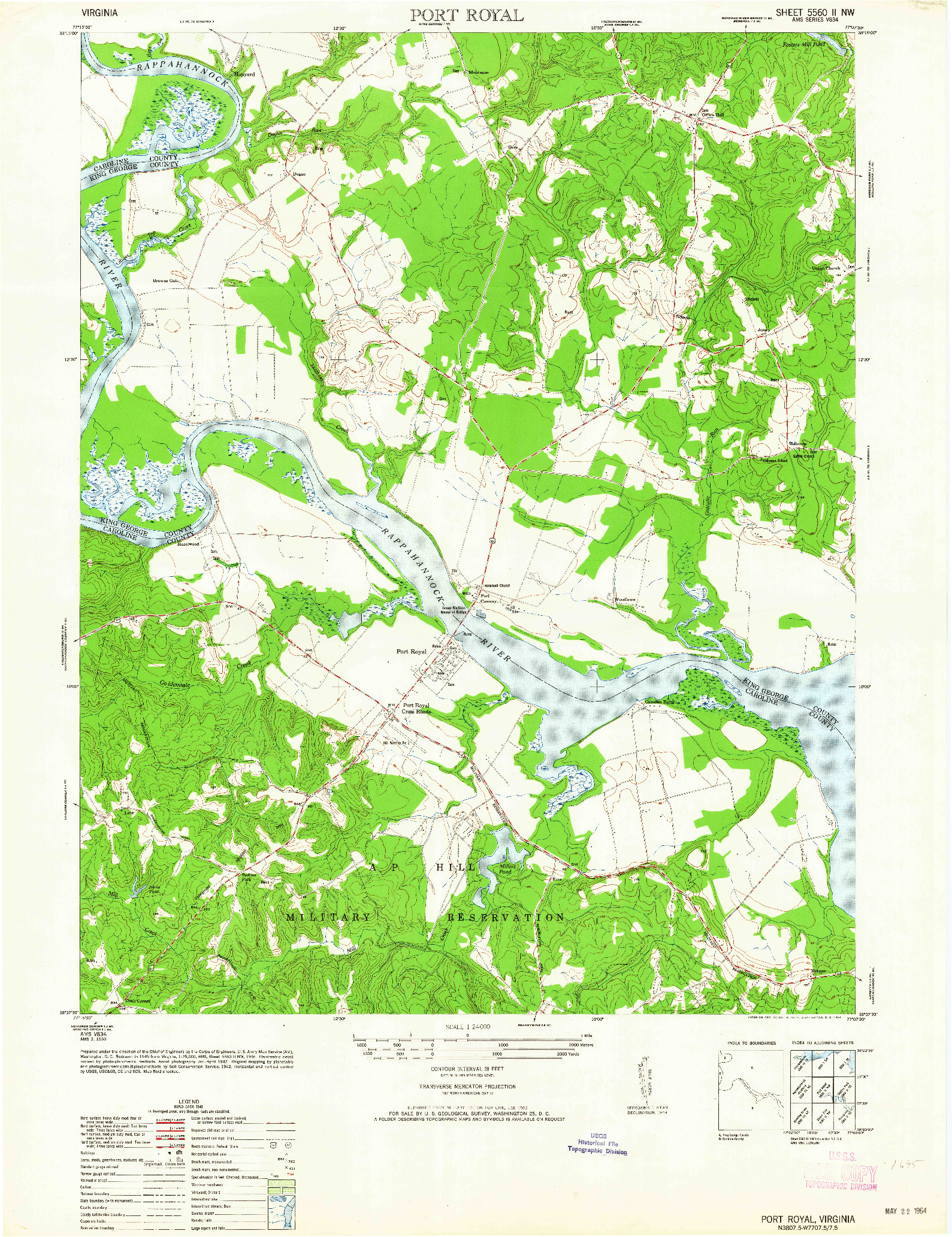 USGS 1:24000-SCALE QUADRANGLE FOR PORT ROYAL, VA 1964