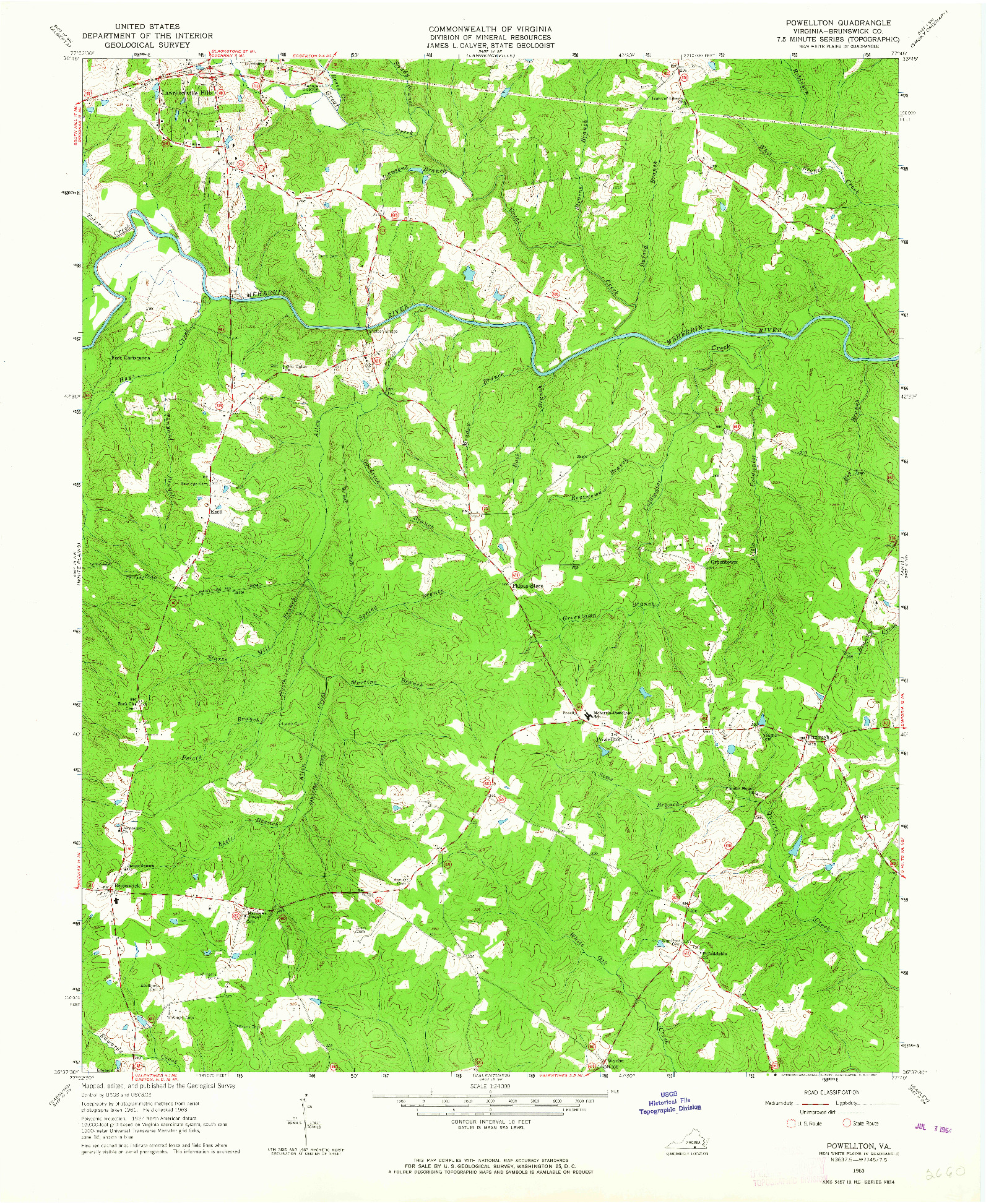 USGS 1:24000-SCALE QUADRANGLE FOR POWELLTON, VA 1963