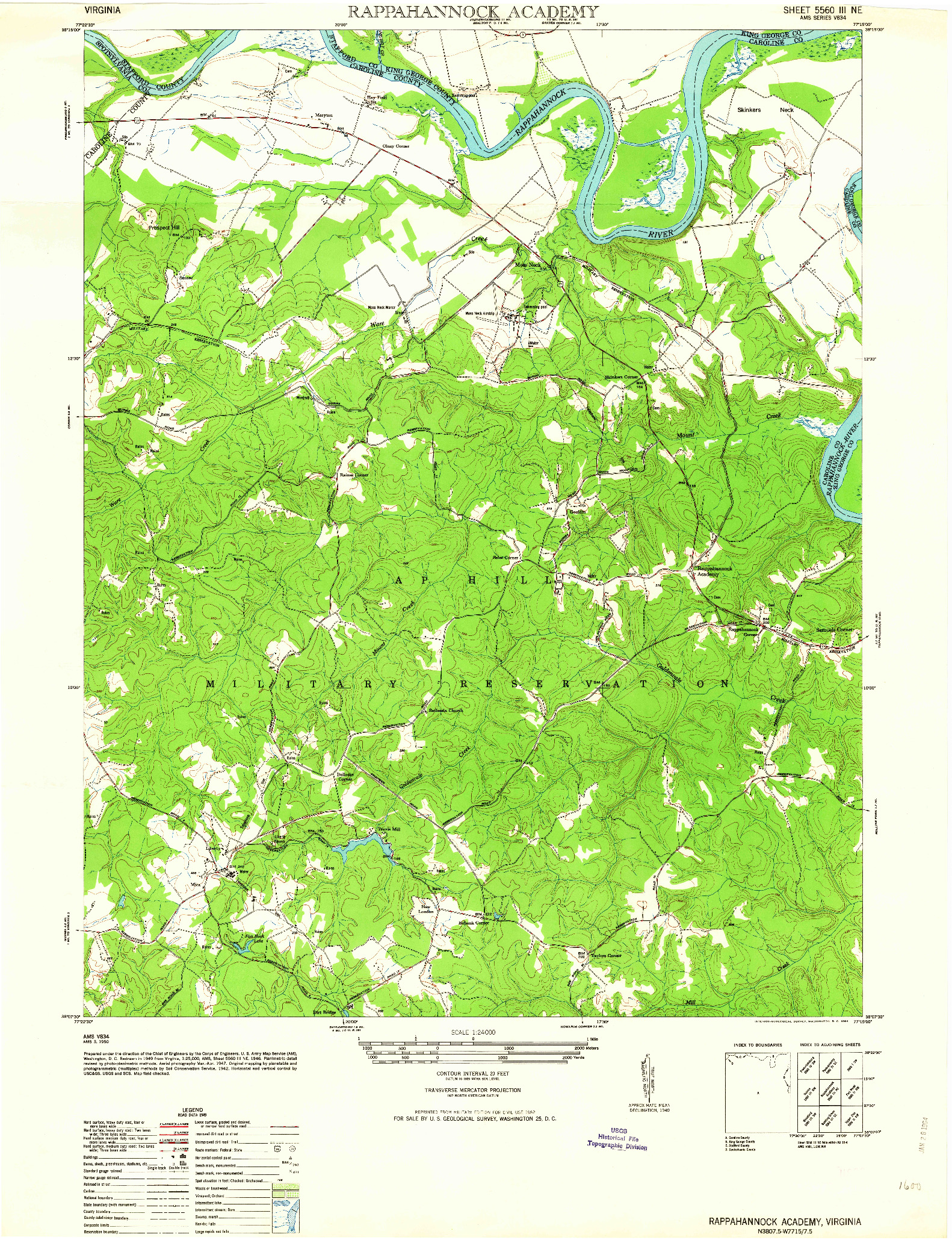 USGS 1:24000-SCALE QUADRANGLE FOR RAPPAHANNOCK ACADEMY, VA 1964