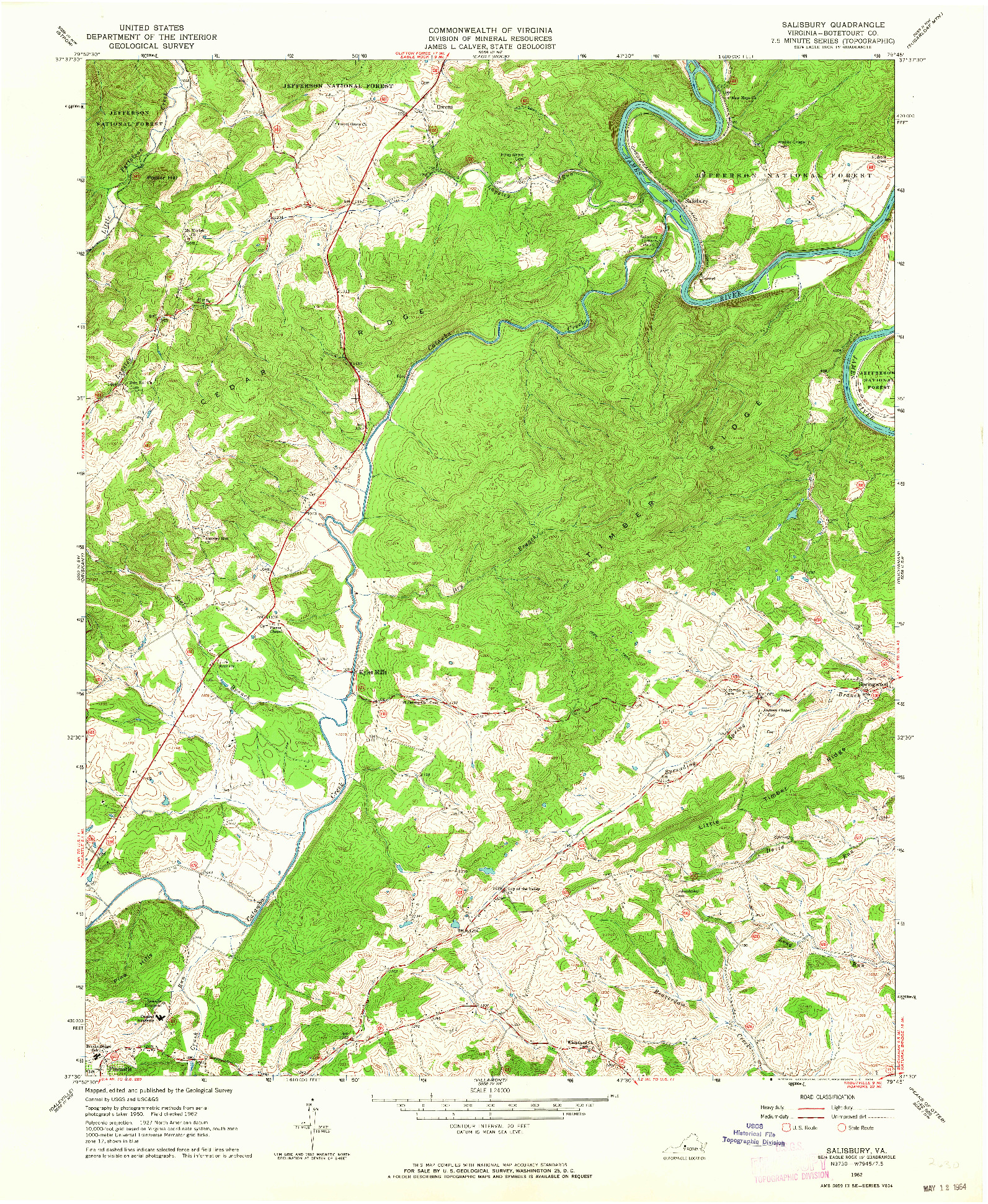 USGS 1:24000-SCALE QUADRANGLE FOR SALISBURY, VA 1962