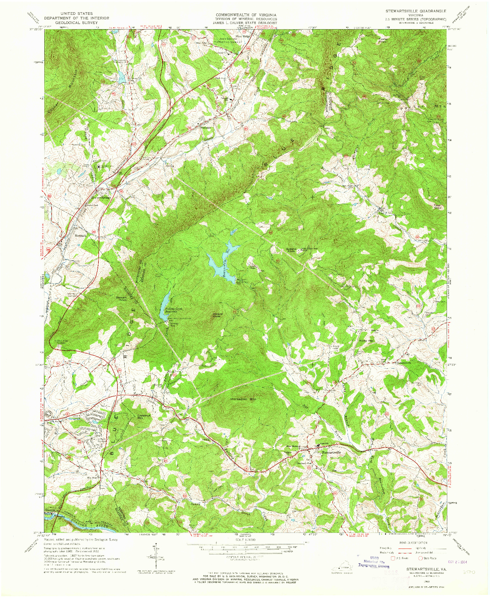 USGS 1:24000-SCALE QUADRANGLE FOR STEWARTSVILLE, VA 1963