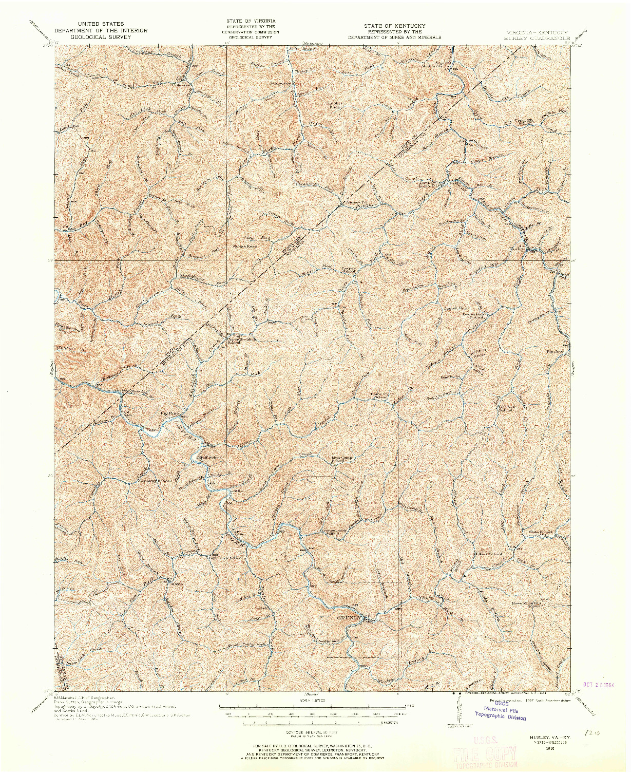 USGS 1:62500-SCALE QUADRANGLE FOR HURLEY, VA 1915