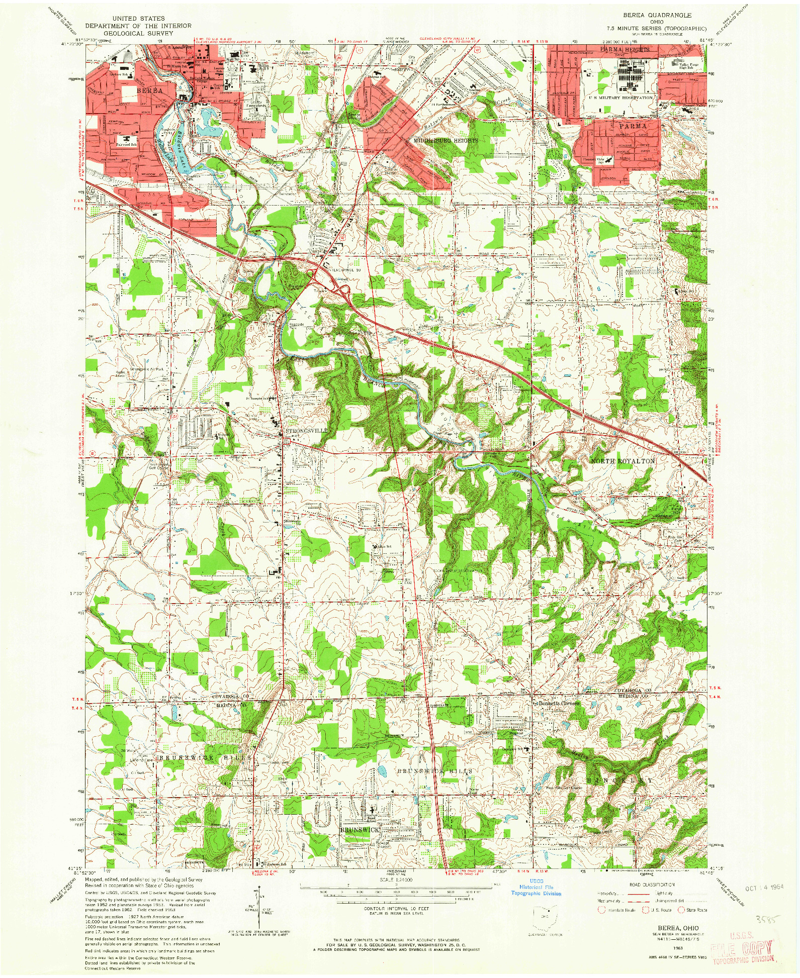 USGS 1:24000-SCALE QUADRANGLE FOR BEREA, OH 1963