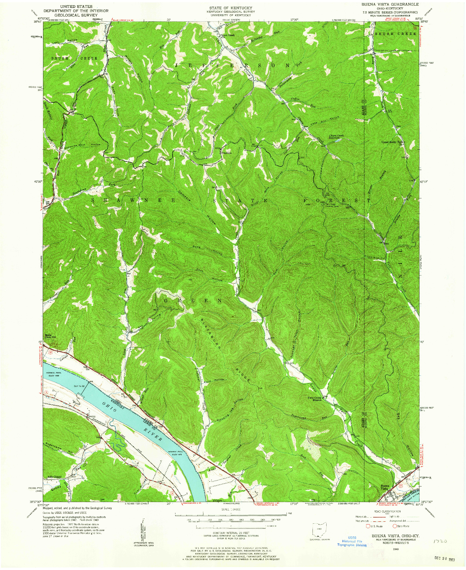 USGS 1:24000-SCALE QUADRANGLE FOR BUENA VISTA, OH 1949