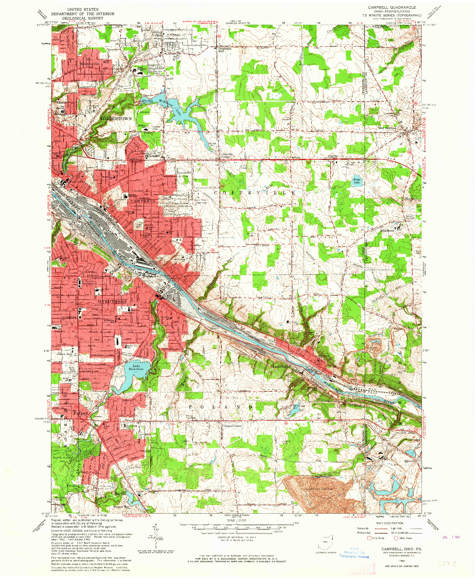 USGS 1:24000-SCALE QUADRANGLE FOR CAMPBELL, OH 1963