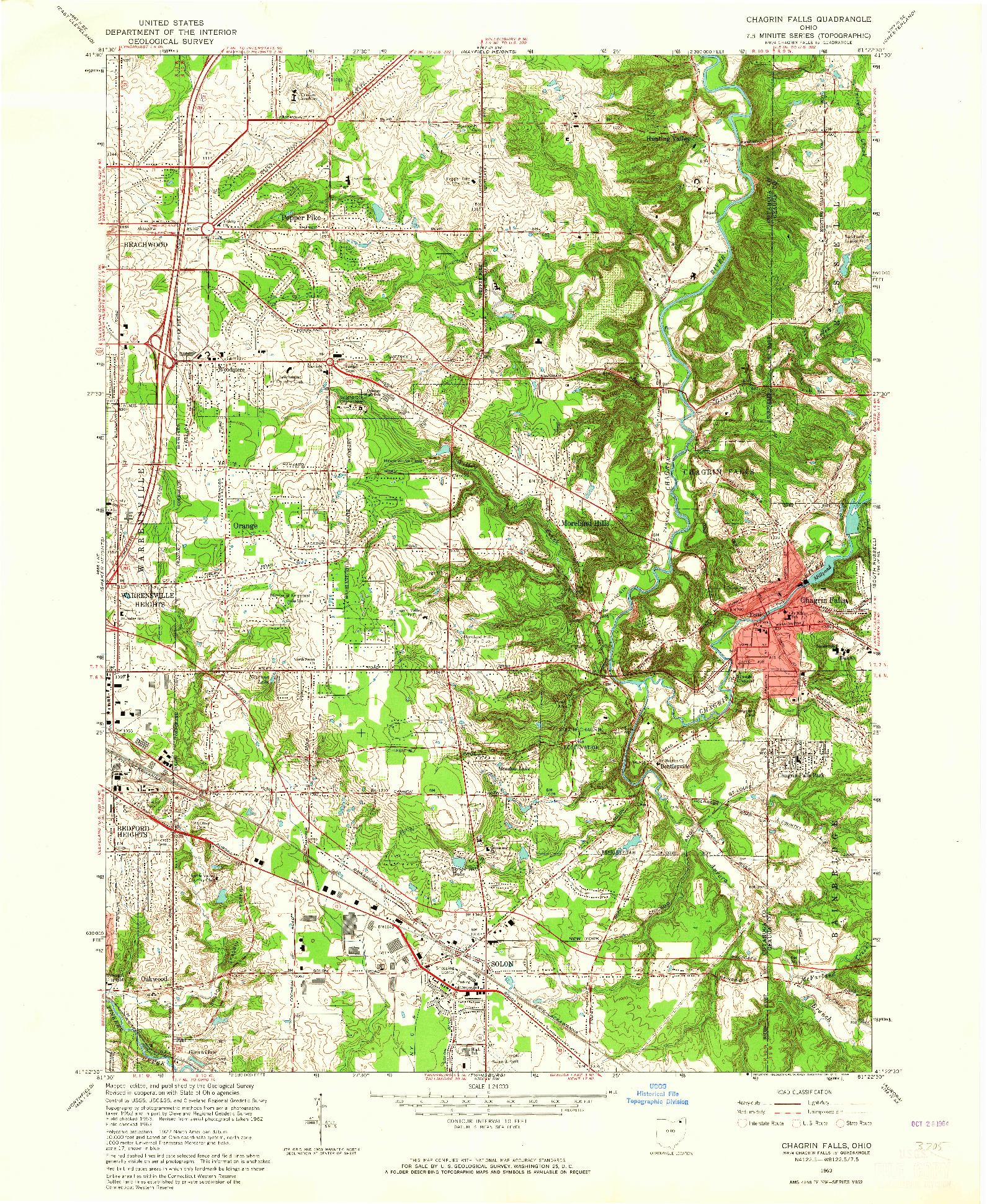 USGS 1:24000-SCALE QUADRANGLE FOR CHAGRIN FALLS, OH 1963