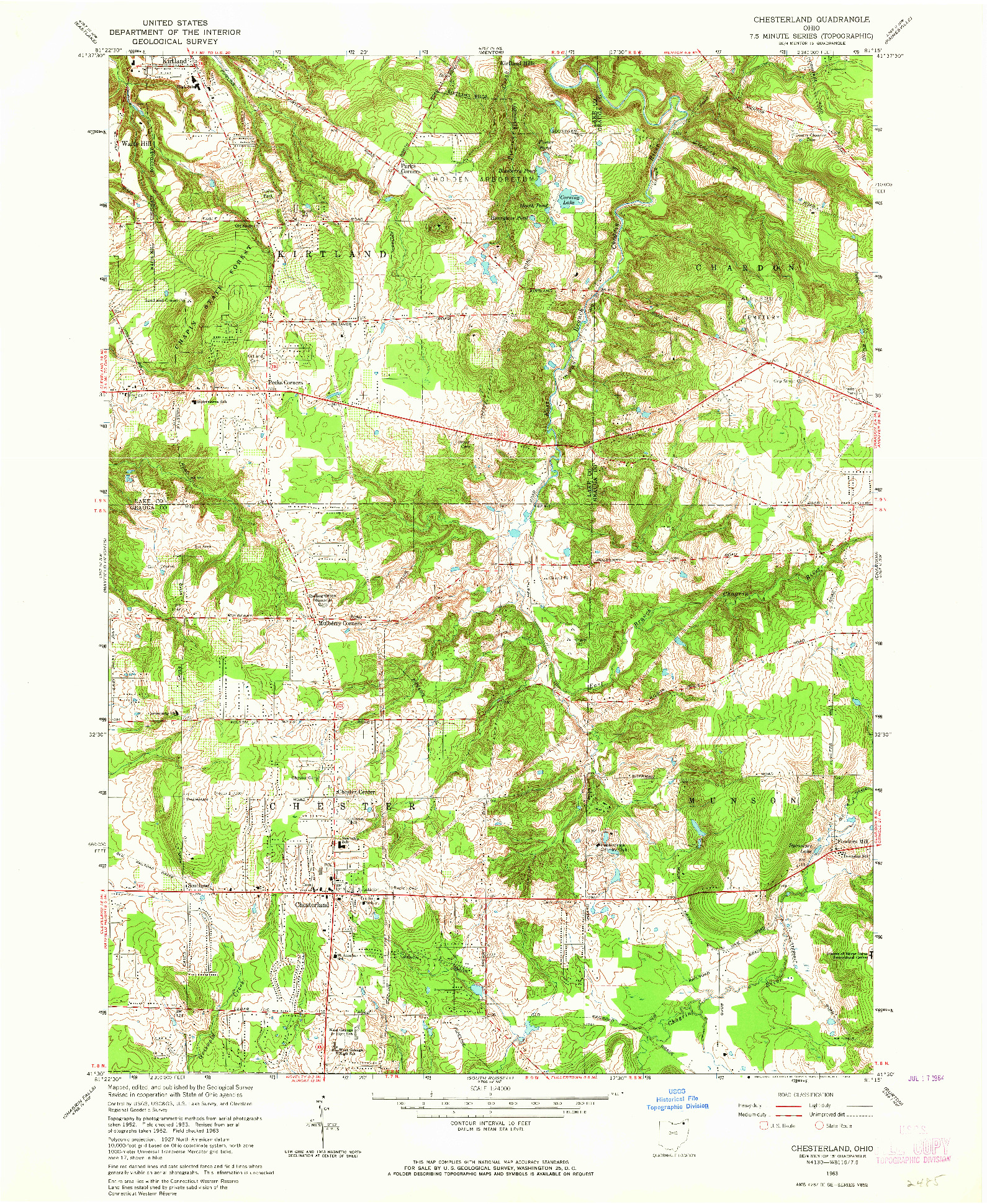 USGS 1:24000-SCALE QUADRANGLE FOR CHESTERLAND, OH 1963