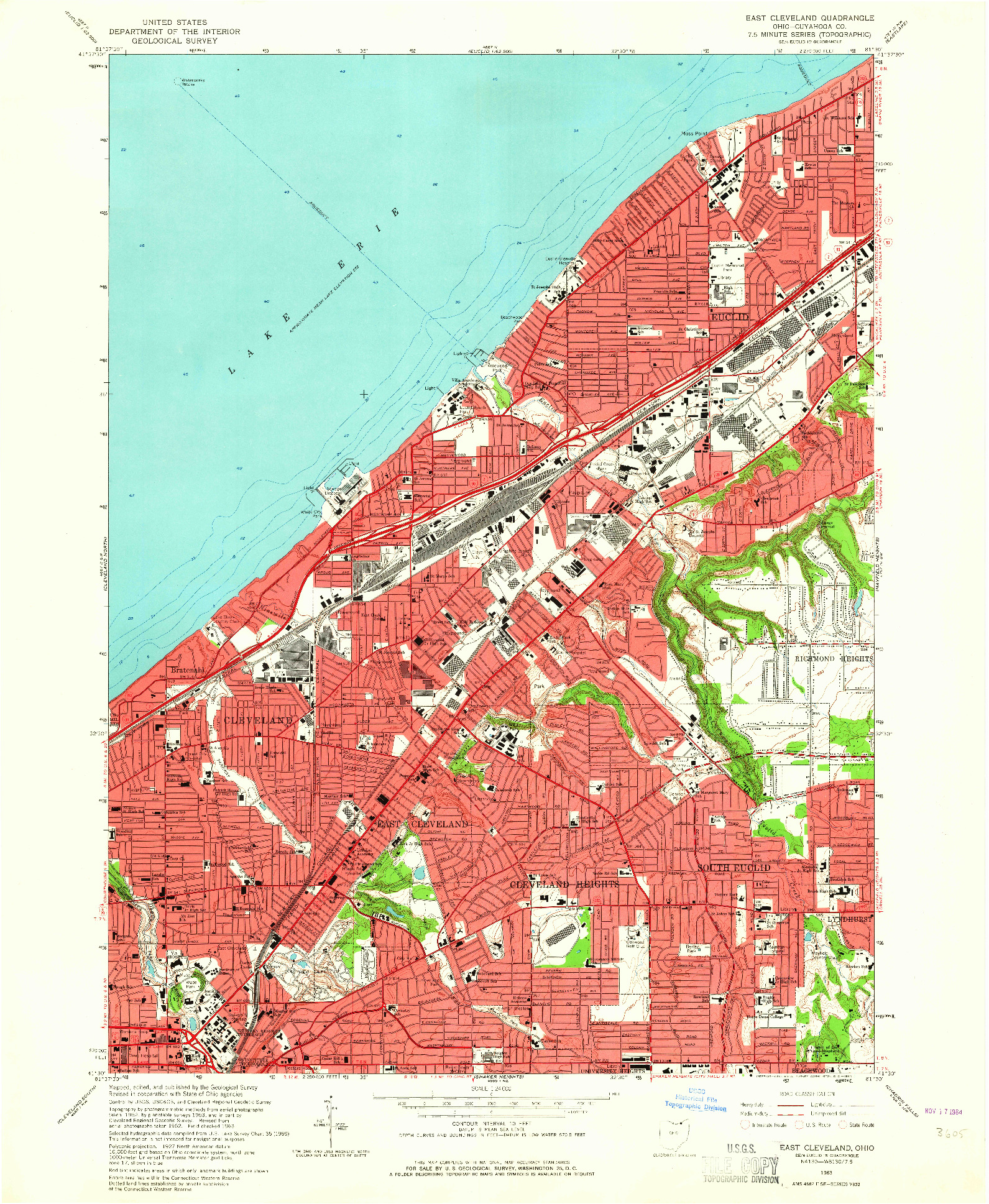 USGS 1:24000-SCALE QUADRANGLE FOR EAST CLEVELAND, OH 1963