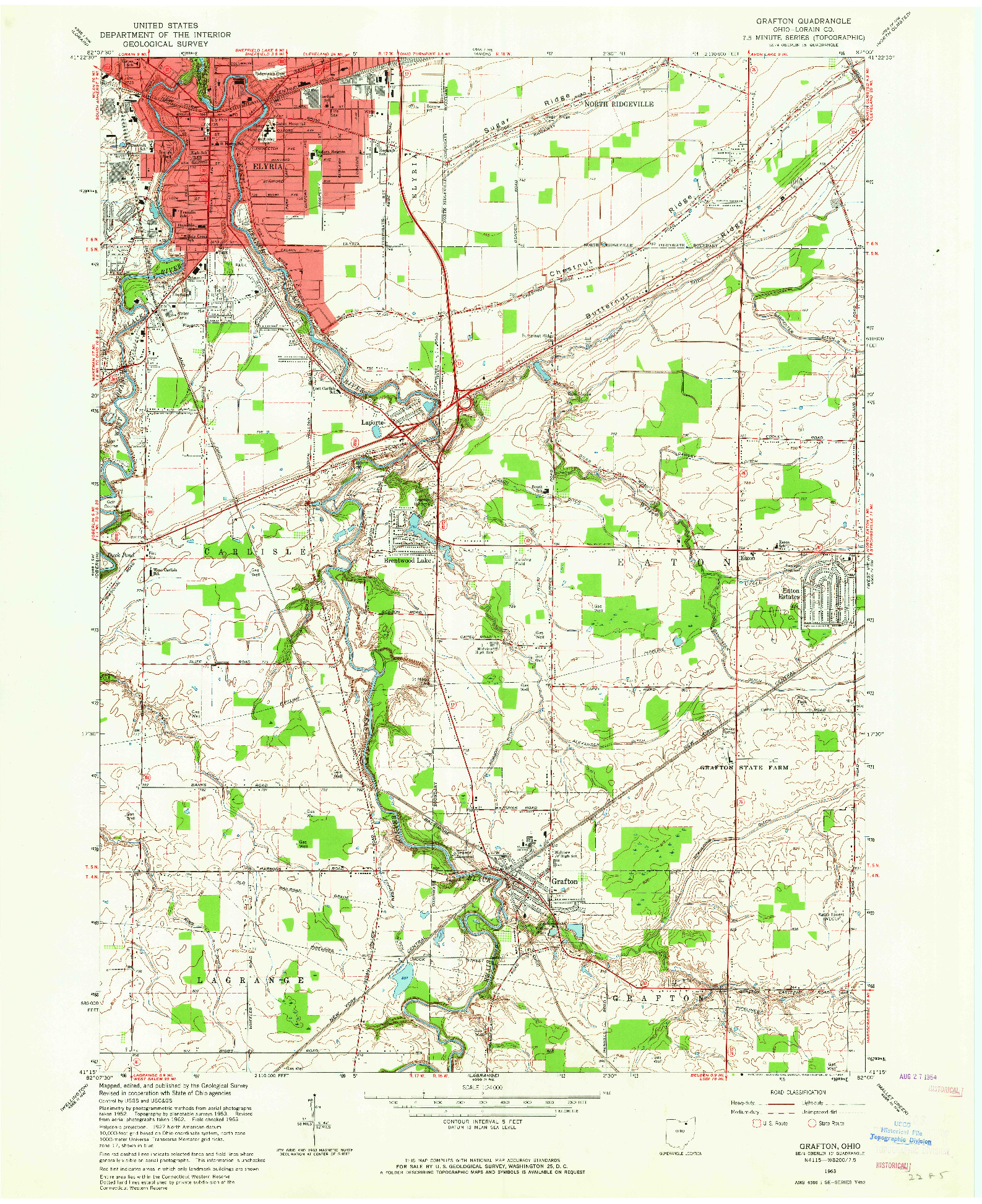 USGS 1:24000-SCALE QUADRANGLE FOR GRAFTON, OH 1963