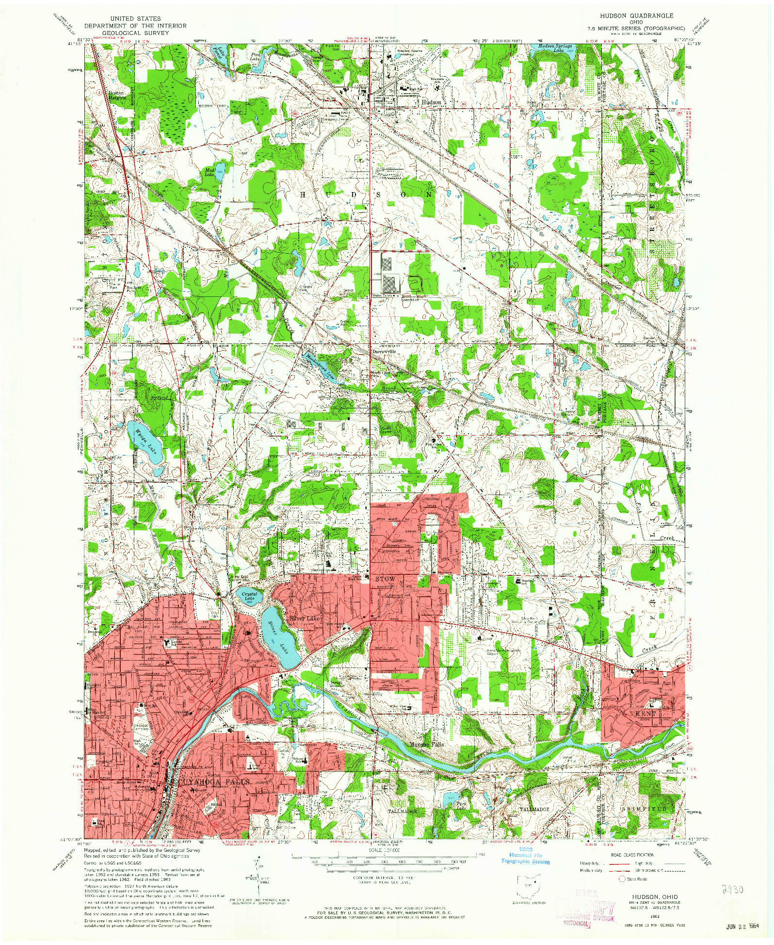 USGS 1:24000-SCALE QUADRANGLE FOR HUDSON, OH 1963