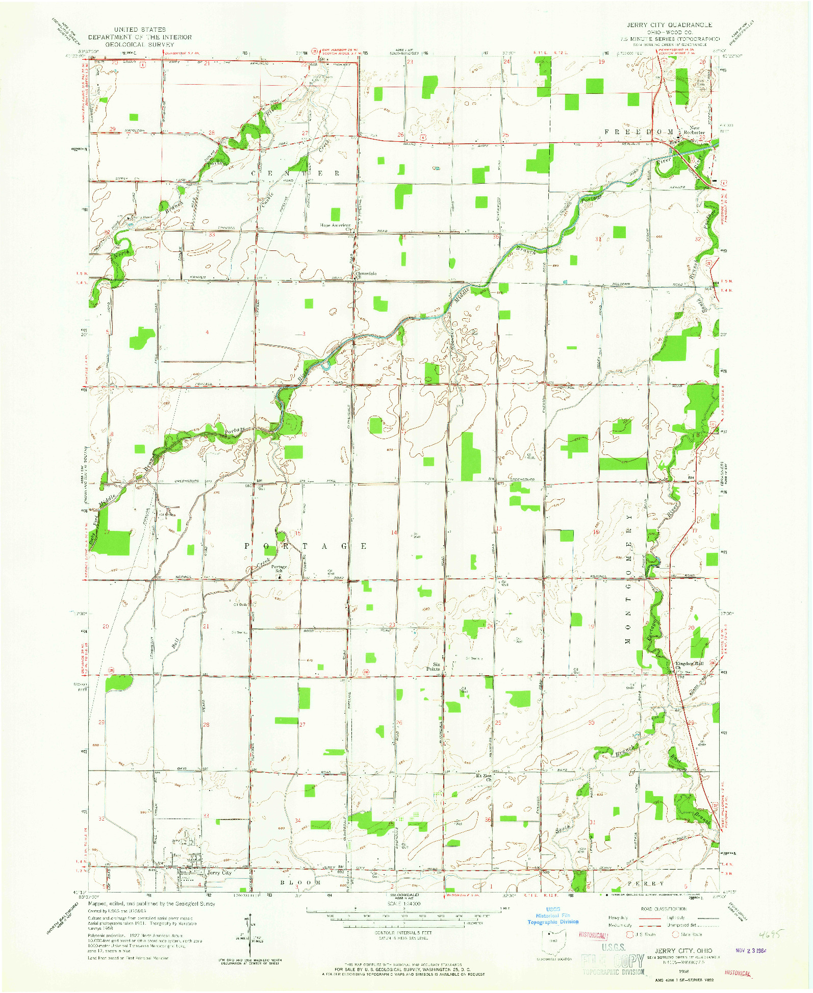USGS 1:24000-SCALE QUADRANGLE FOR JERRY CITY, OH 1958