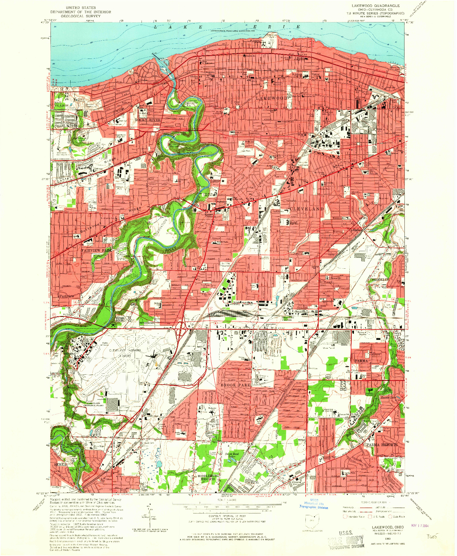 USGS 1:24000-SCALE QUADRANGLE FOR LAKEWOOD, OH 1963