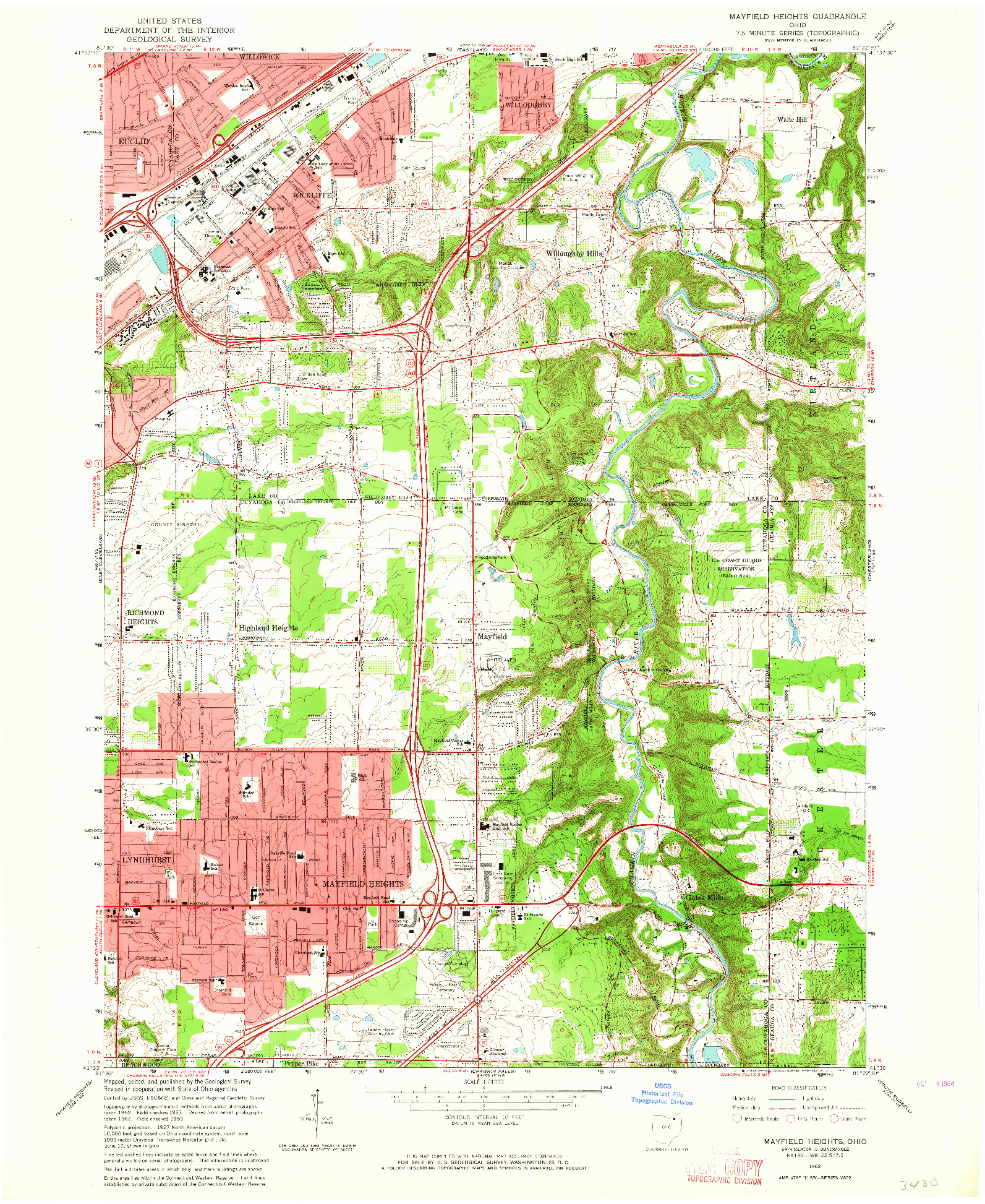 USGS 1:24000-SCALE QUADRANGLE FOR MAYFIELD HEIGHTS, OH 1963