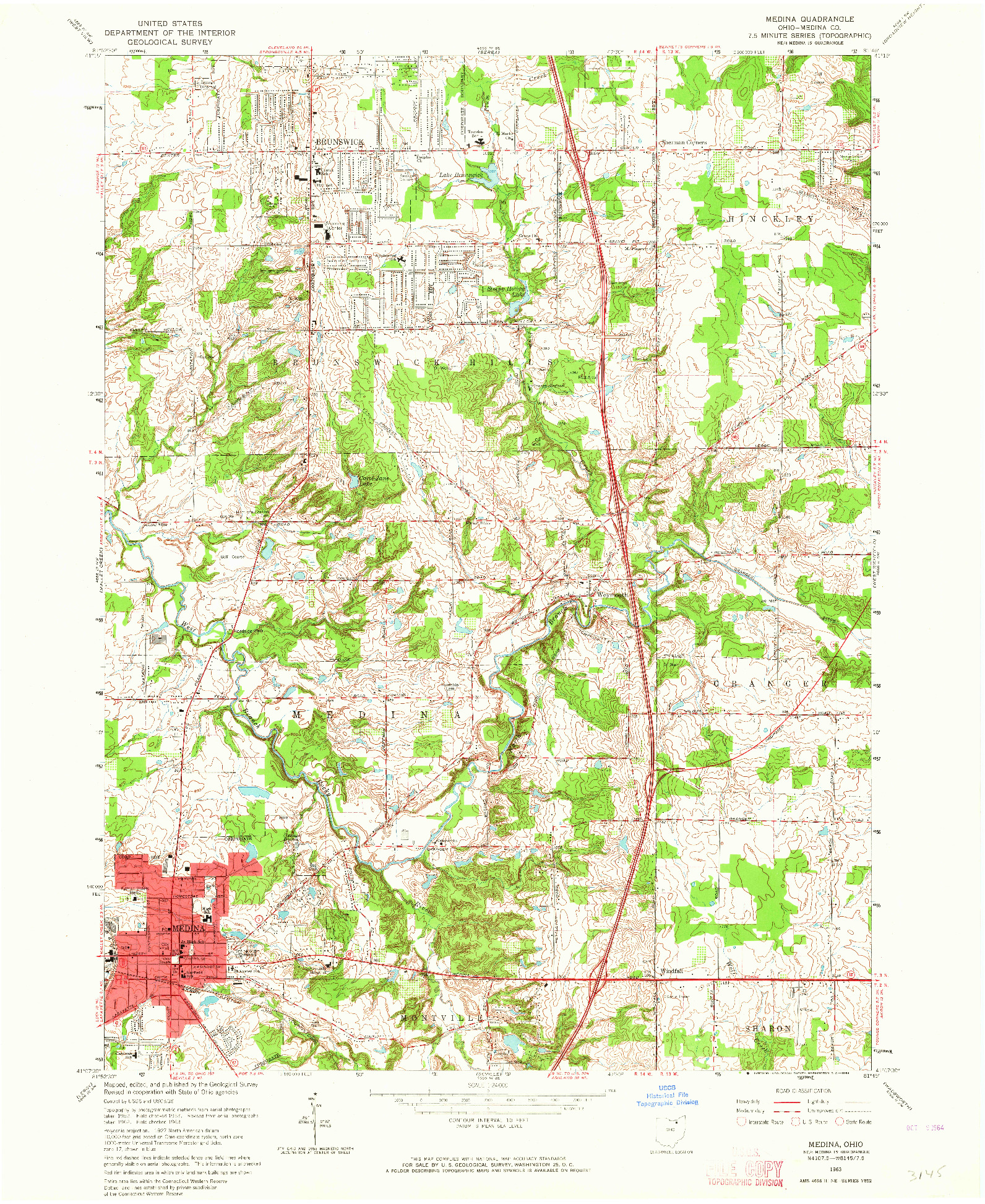 USGS 1:24000-SCALE QUADRANGLE FOR MEDINA, OH 1963