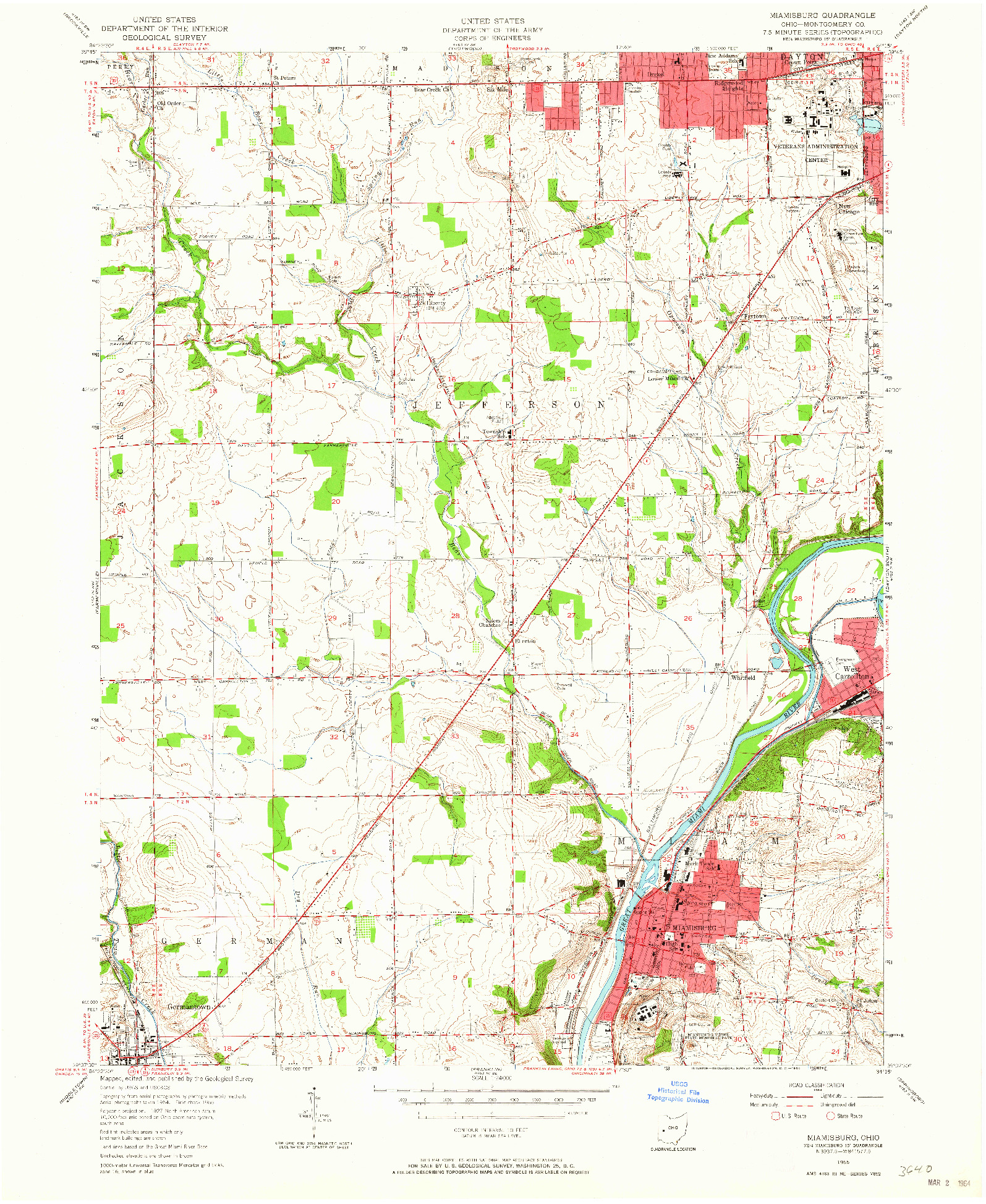 USGS 1:24000-SCALE QUADRANGLE FOR MIAMISBURG, OH 1955