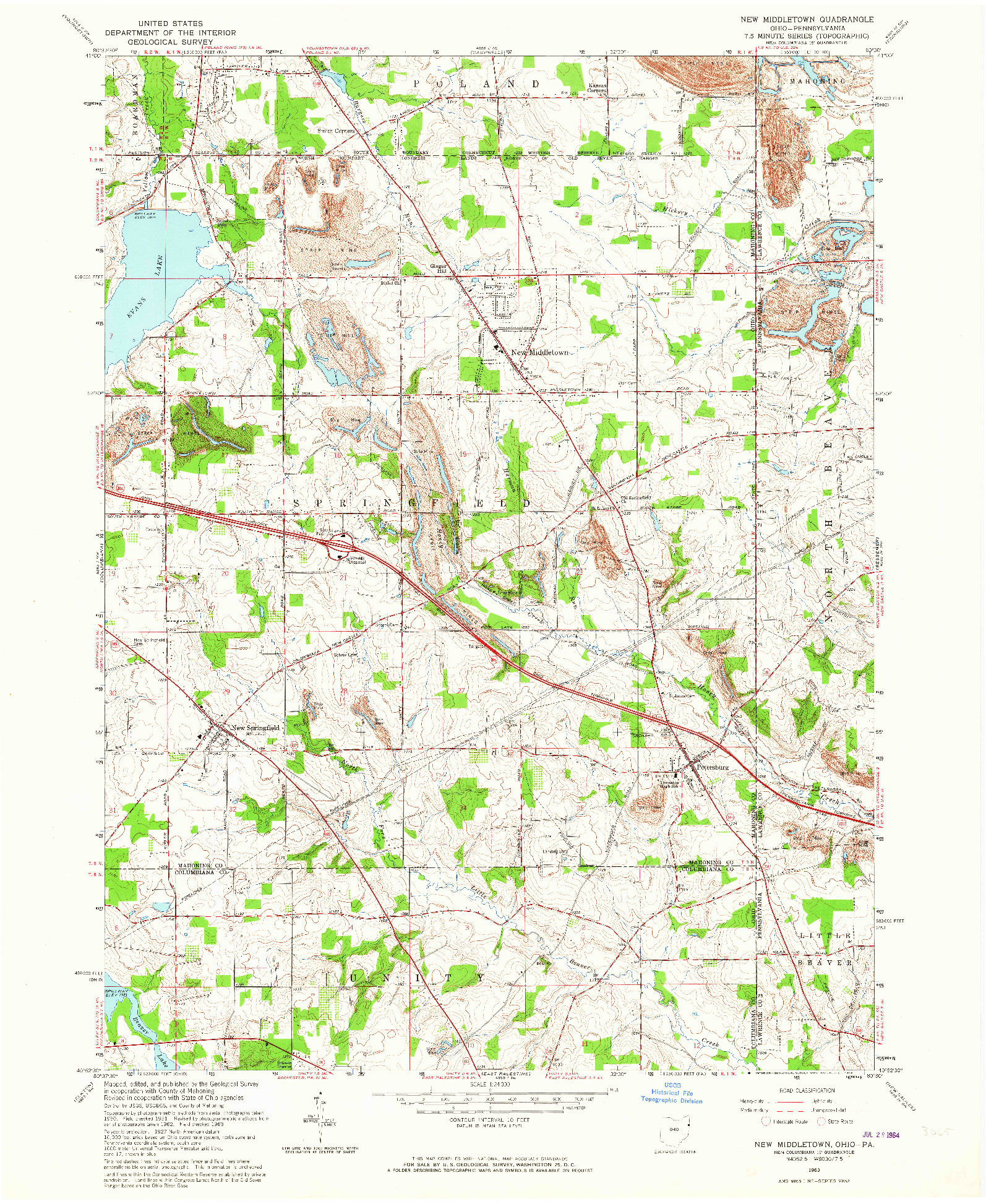 USGS 1:24000-SCALE QUADRANGLE FOR NEW MIDDLETOWN, OH 1963